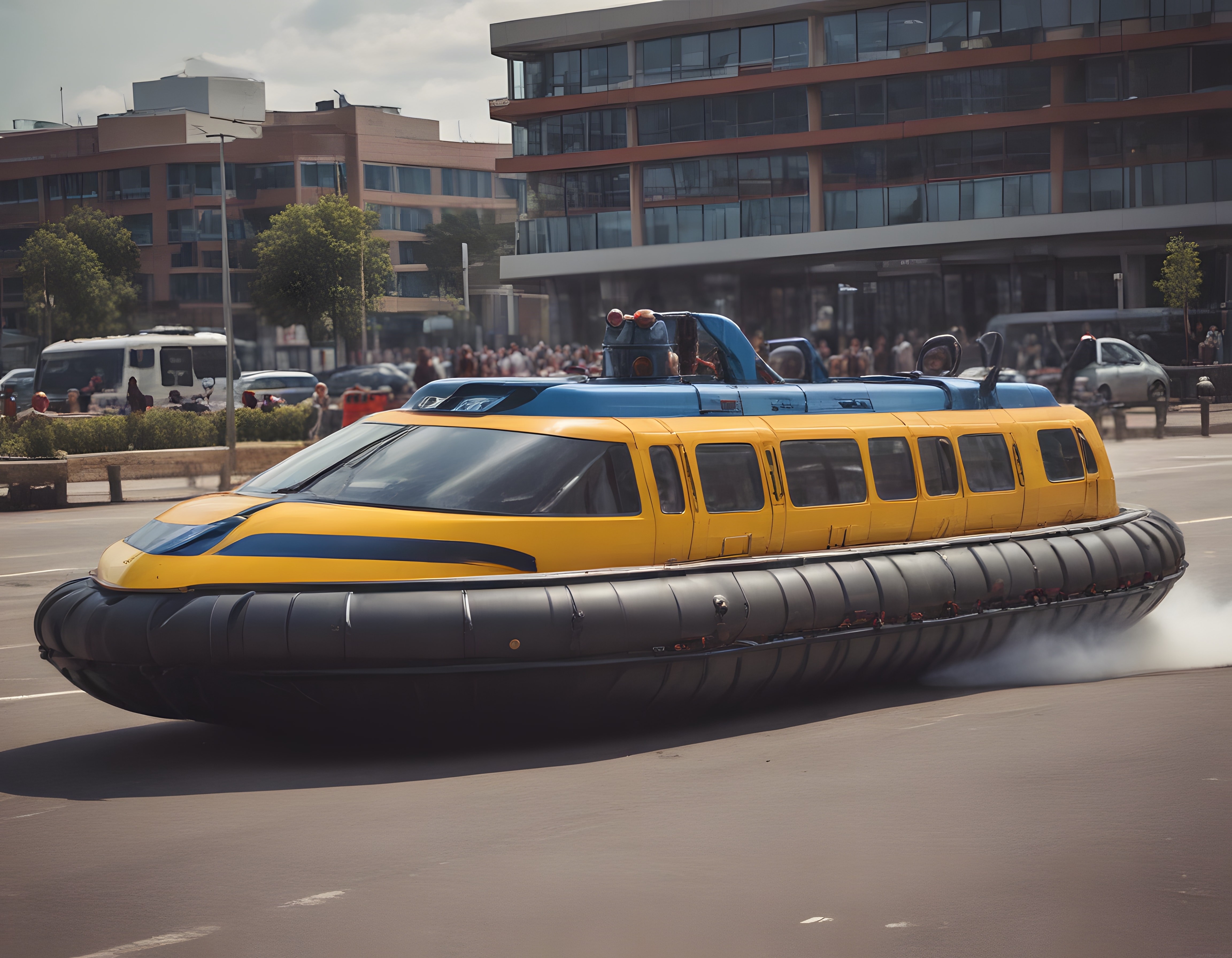 Şehir merkezinde devasa sarı hovercraft: İlginç ulaşım konsepti dikkat çekiyor Şehir merkezinde devasa sarı hovercraft: İlginç ulaşım konsepti dikkat çekiyor