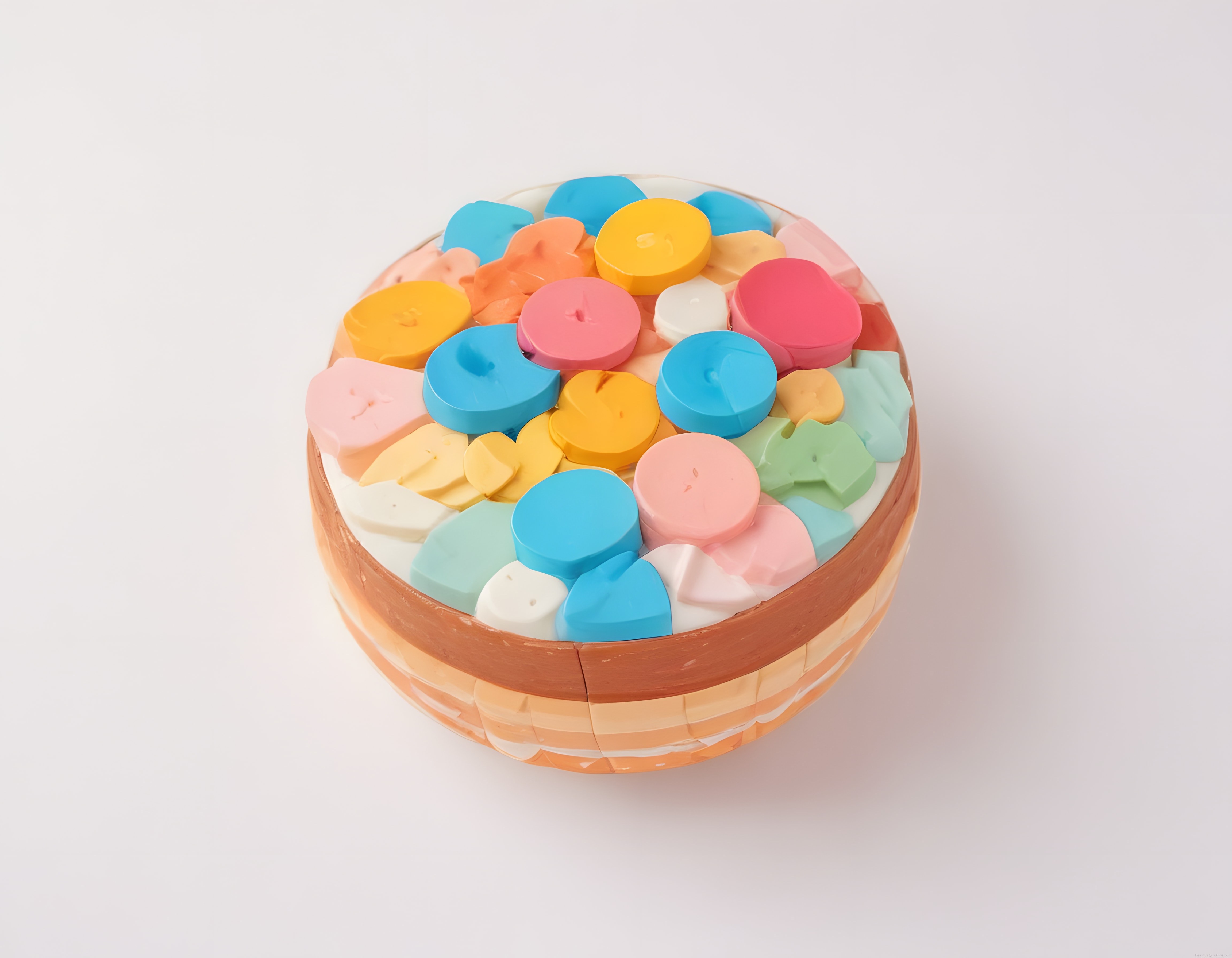 Sepet İçinde Pastel Renkli Kalp Yıldız ve Yuvarlak Dekoratif Mum Koleksiyonu