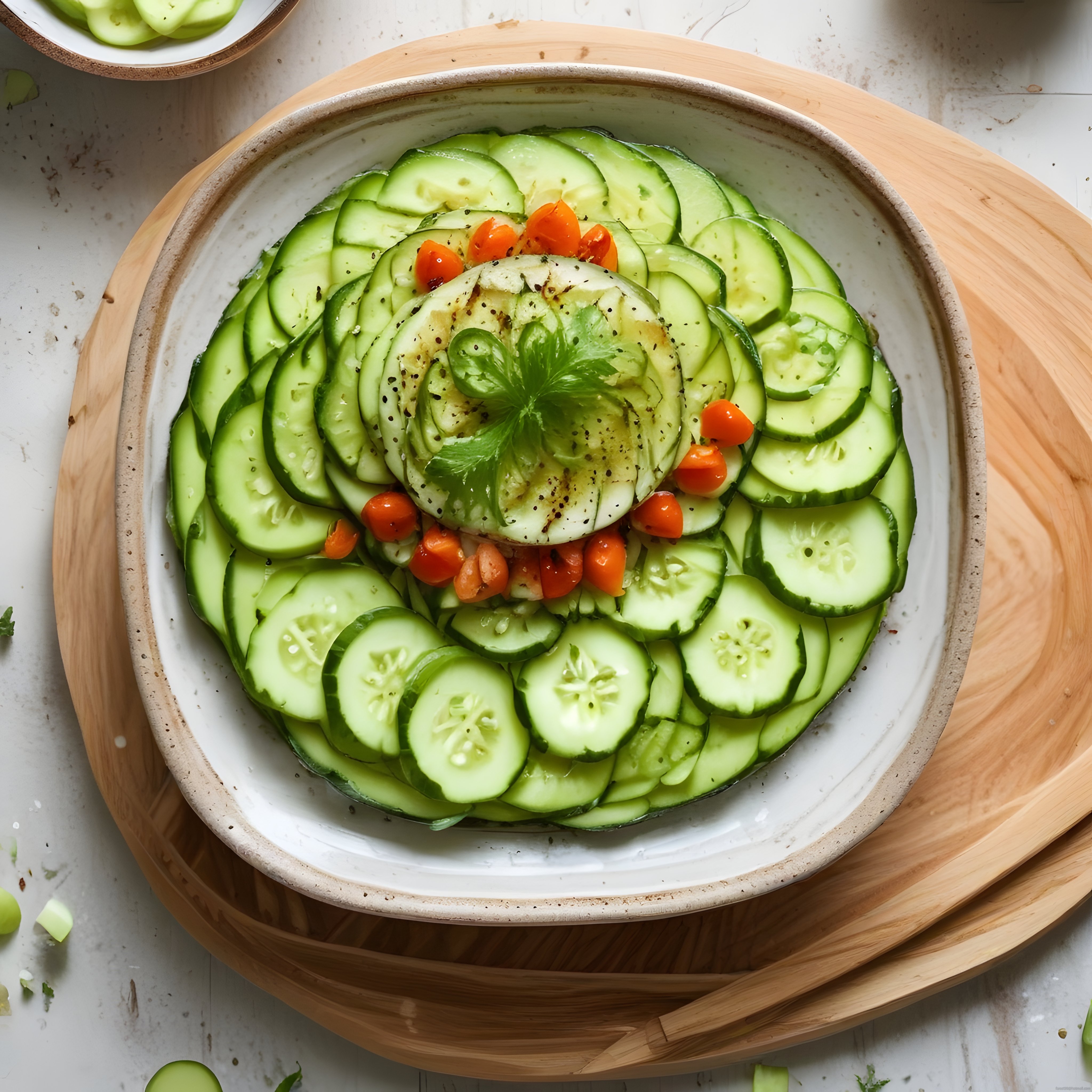 Seramik Kasede Salatalık ve Cherry Domatesli Sağlıklı Yaz Salatası Tarifi