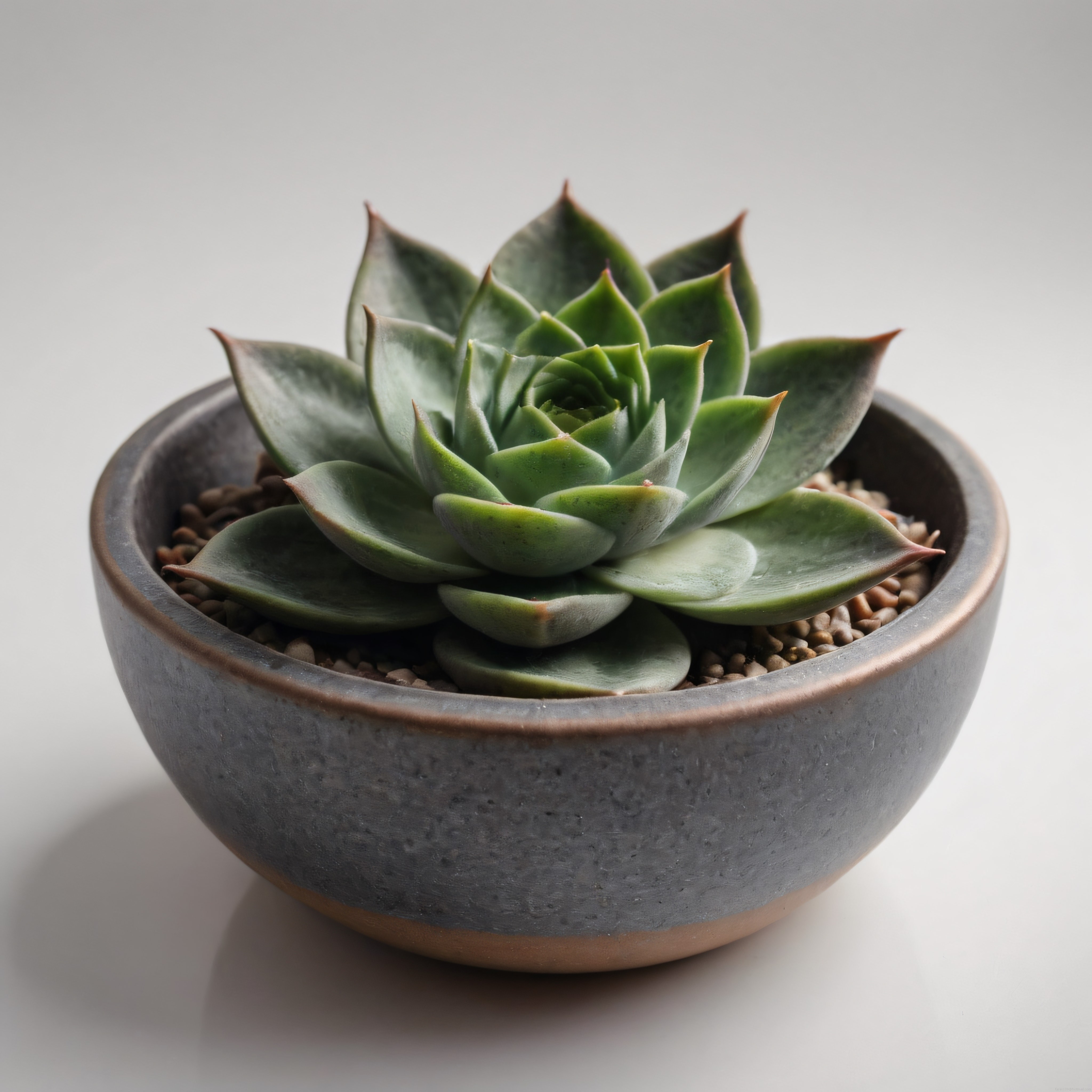Seramik saksıda minimalist echeveria sukulent bitki dekorasyonu