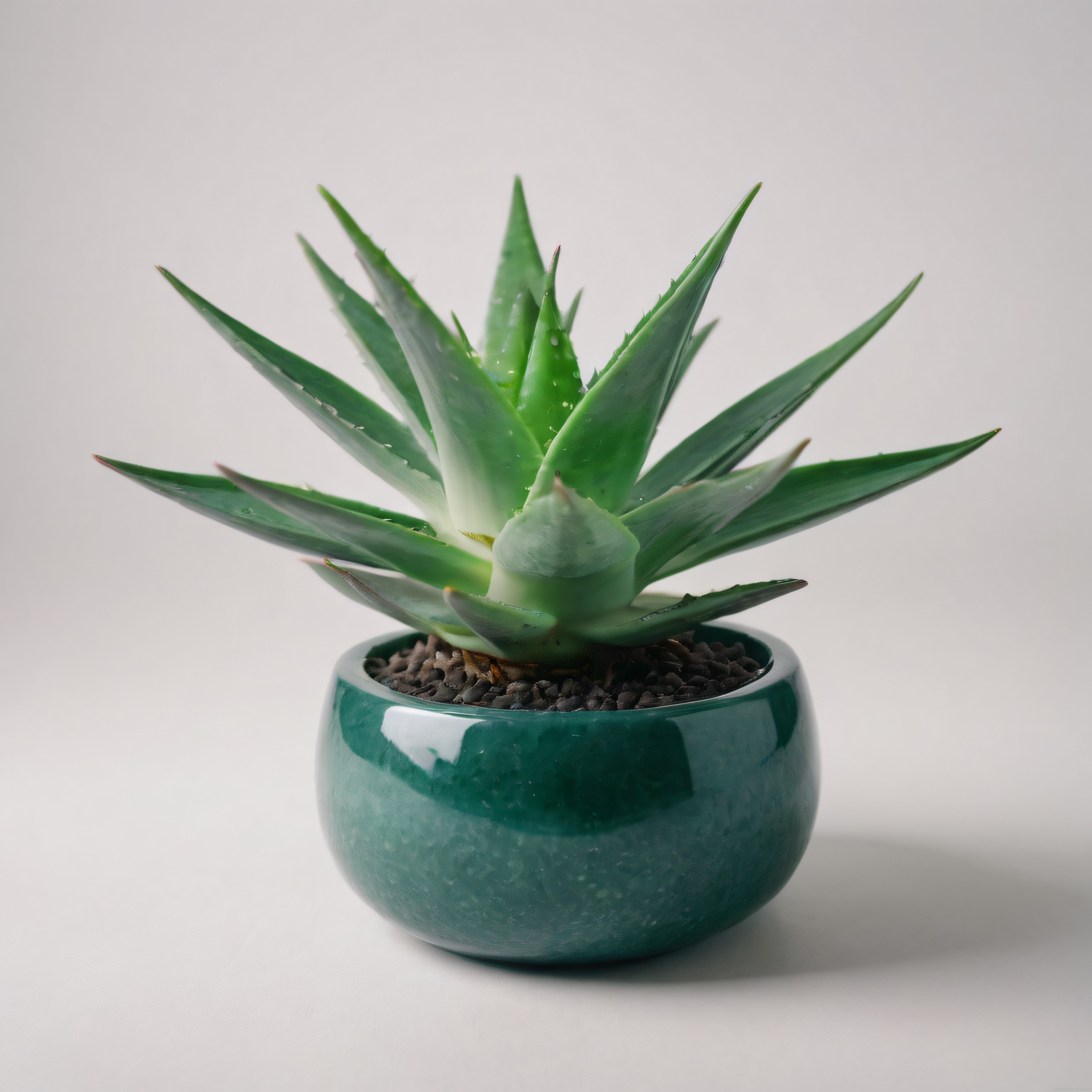 Seramik Saksıda Taze Aloe Vera Bitkisi Minimal Dekoratif İç Mekan Çekimi