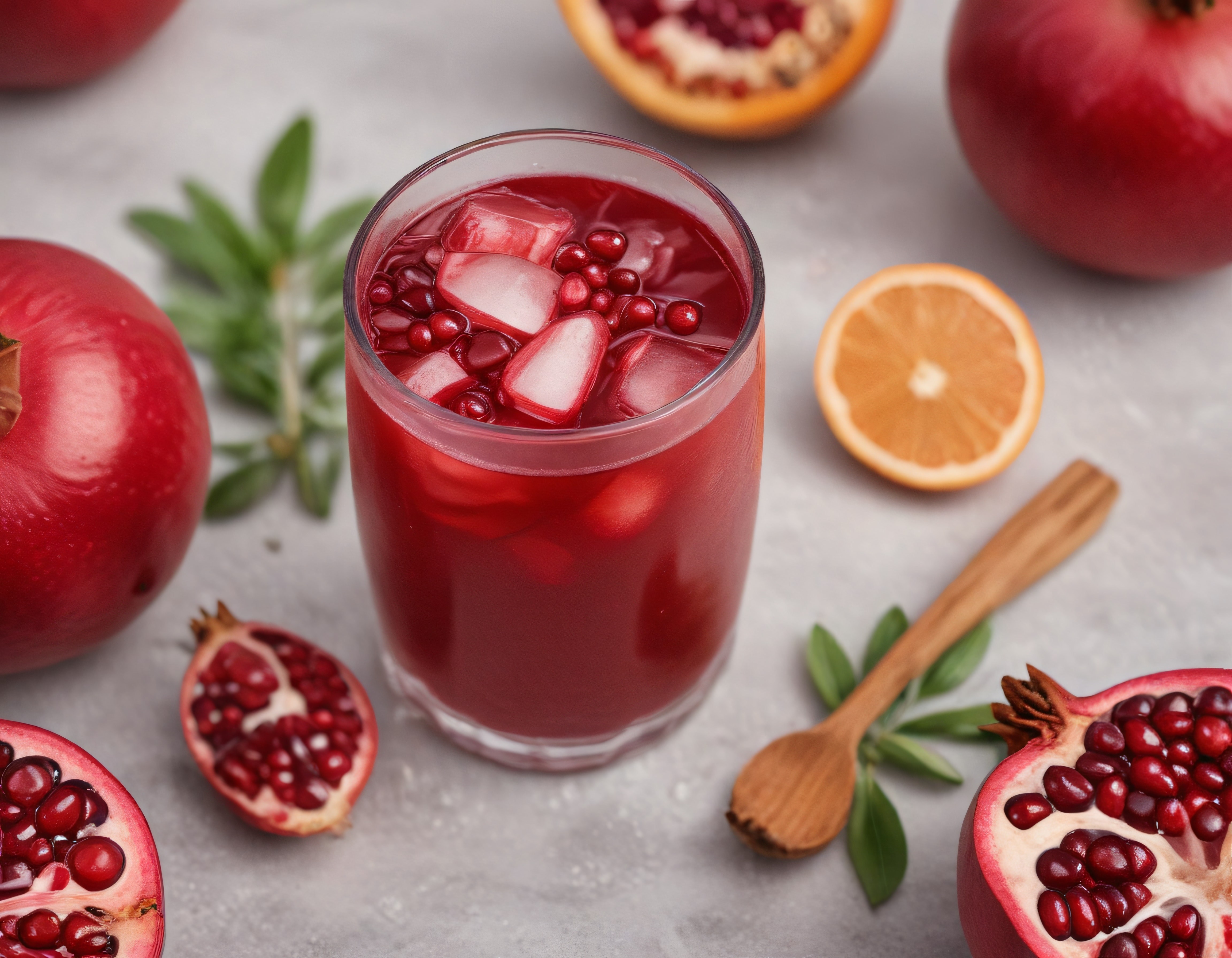Serinletici Buzlu Nar Suyu: Taze Nar ve Limon Eşliğinde Doğal İçecek