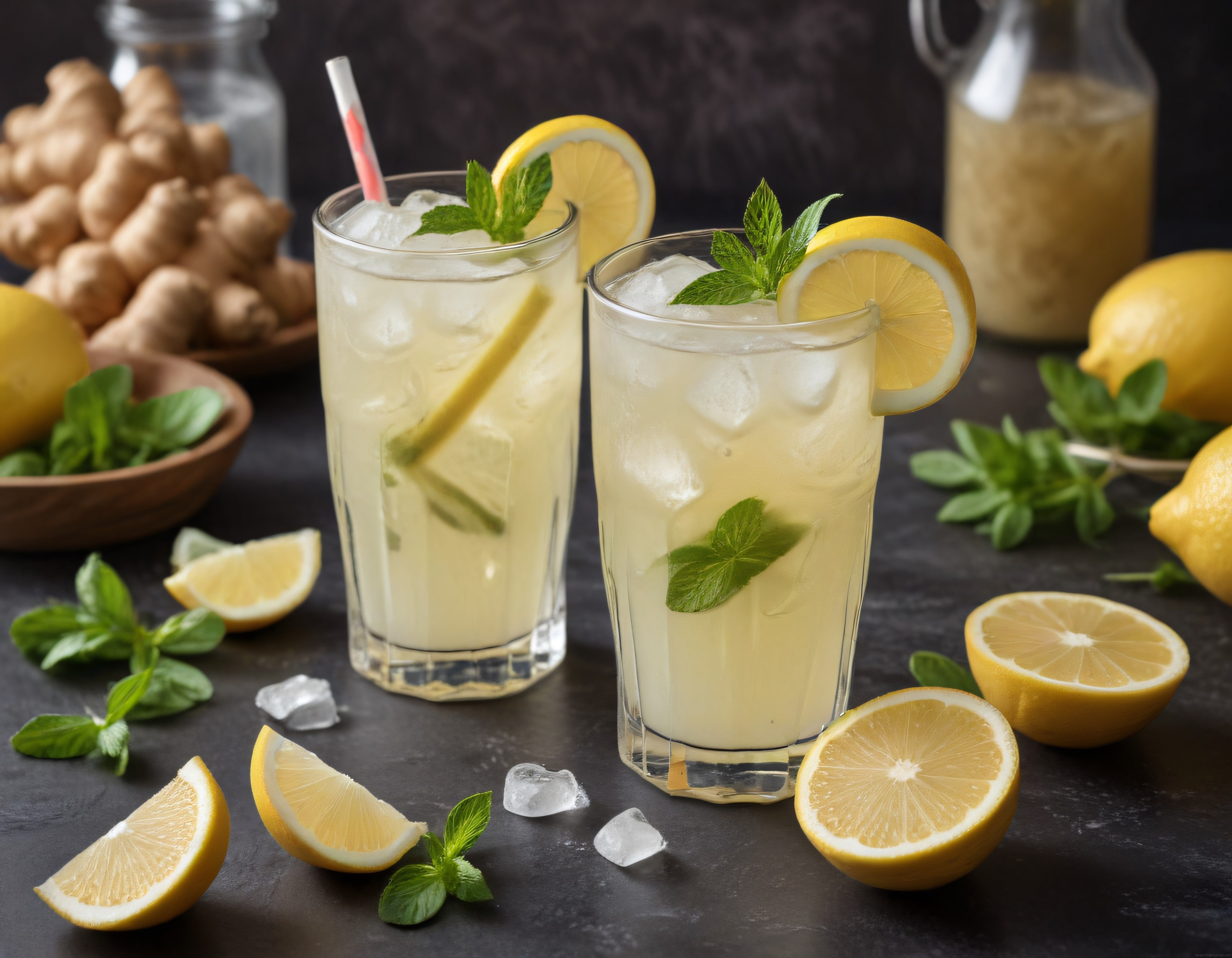 Serinletici Zencefilli Limonata: Nane ve Limon Dilimleriyle Taze Yaz İçeceği