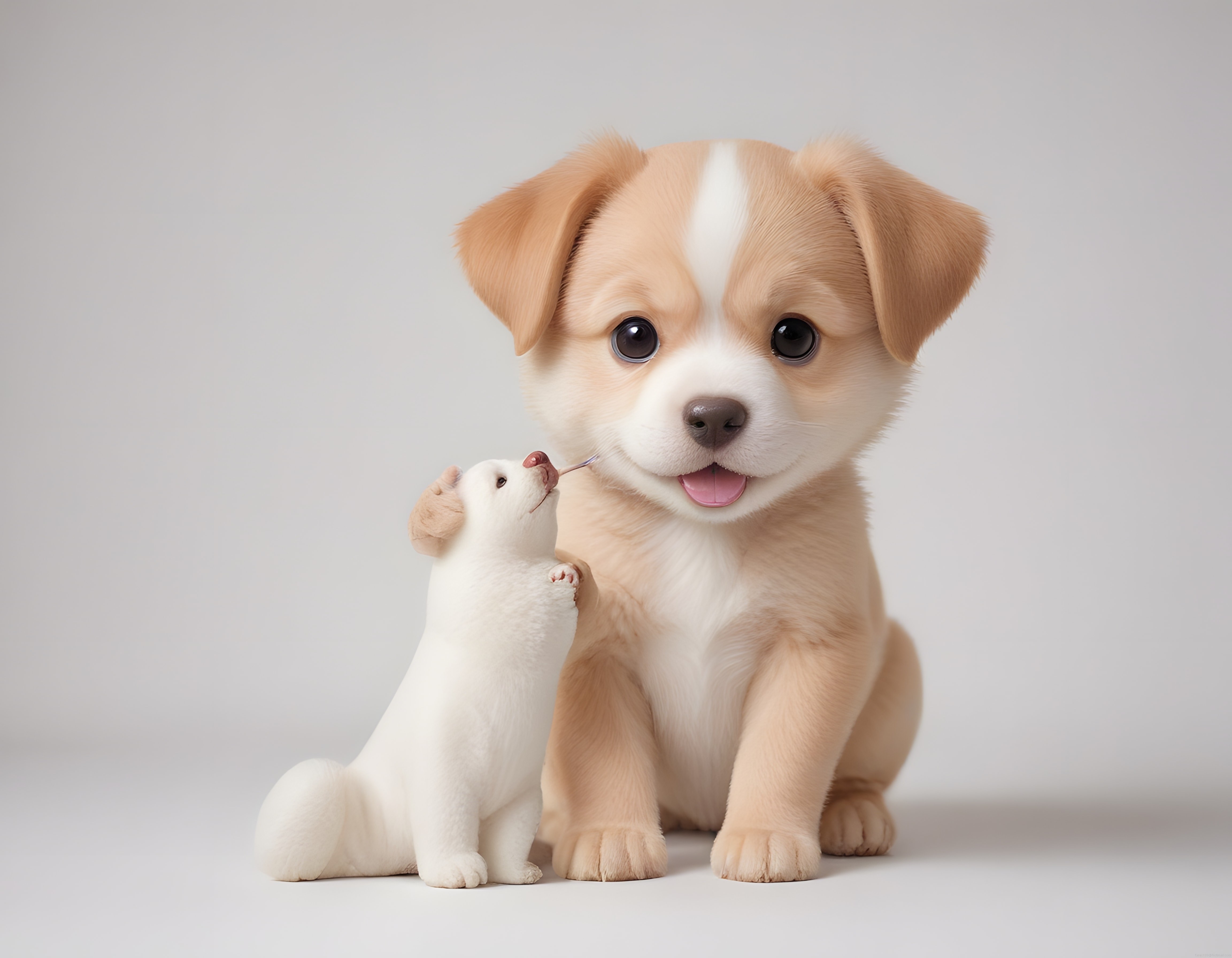 Sessiz Stüdyoda Masalsı Bir Dostluk: Yavru Köpek ve Minik Beyaz Arkadaşı