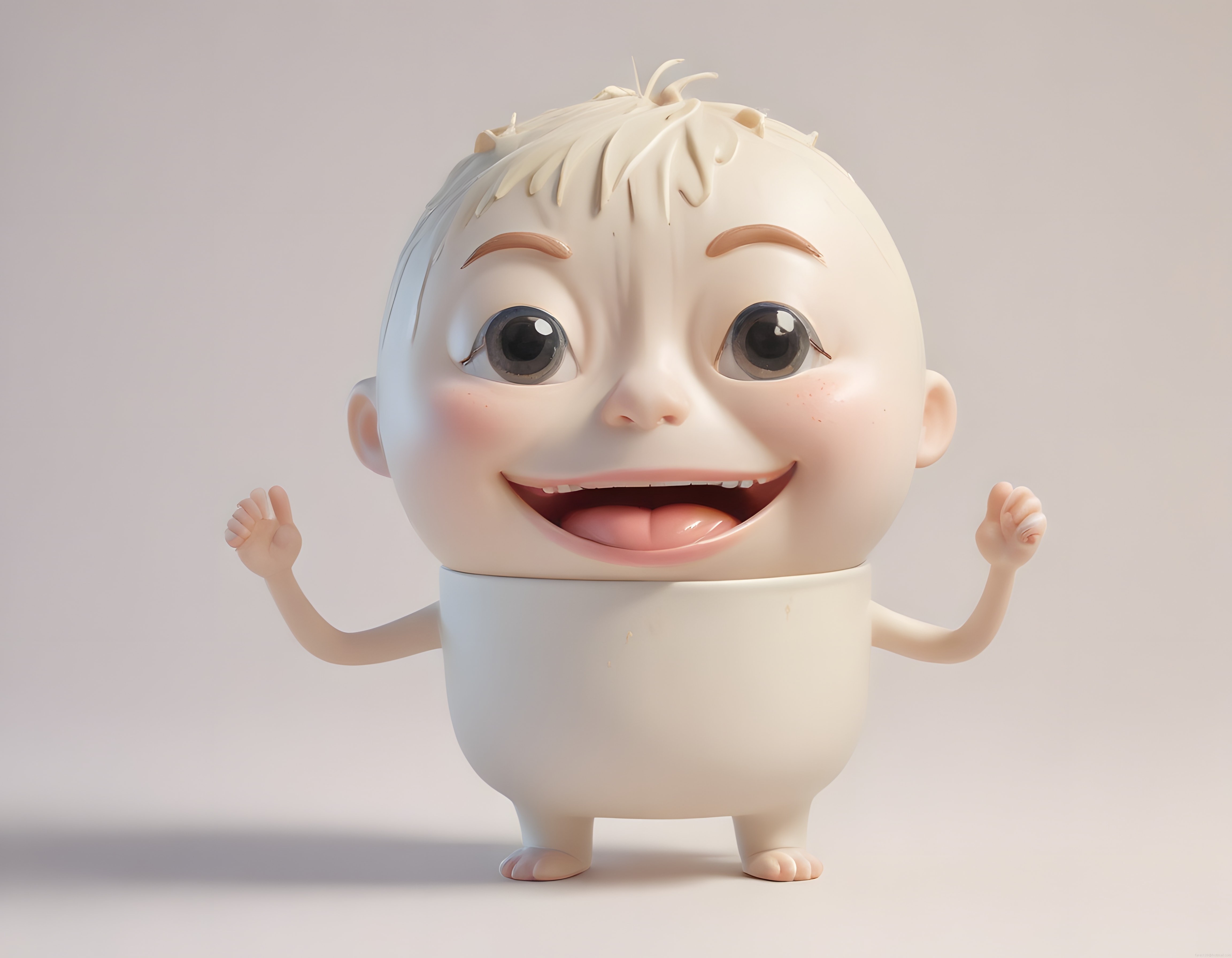 Sevimli 3D Animasyon Bebeği: Fincan Vücutlu Dijital Karakter Tasarımı