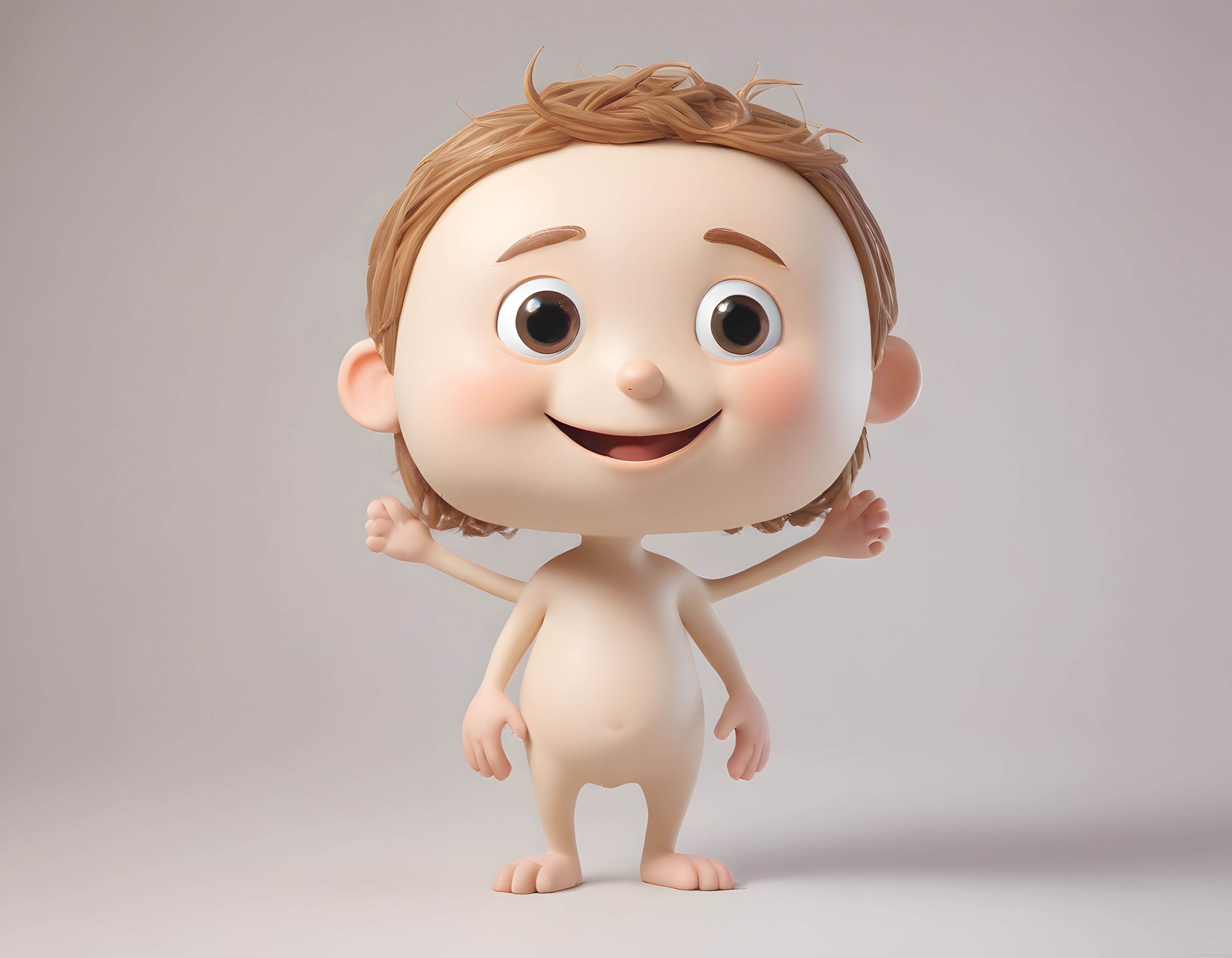 Sevimli 3D Animasyon Bebek Karakteri ve Neşeli Gülümseyen Çocuk Figürü