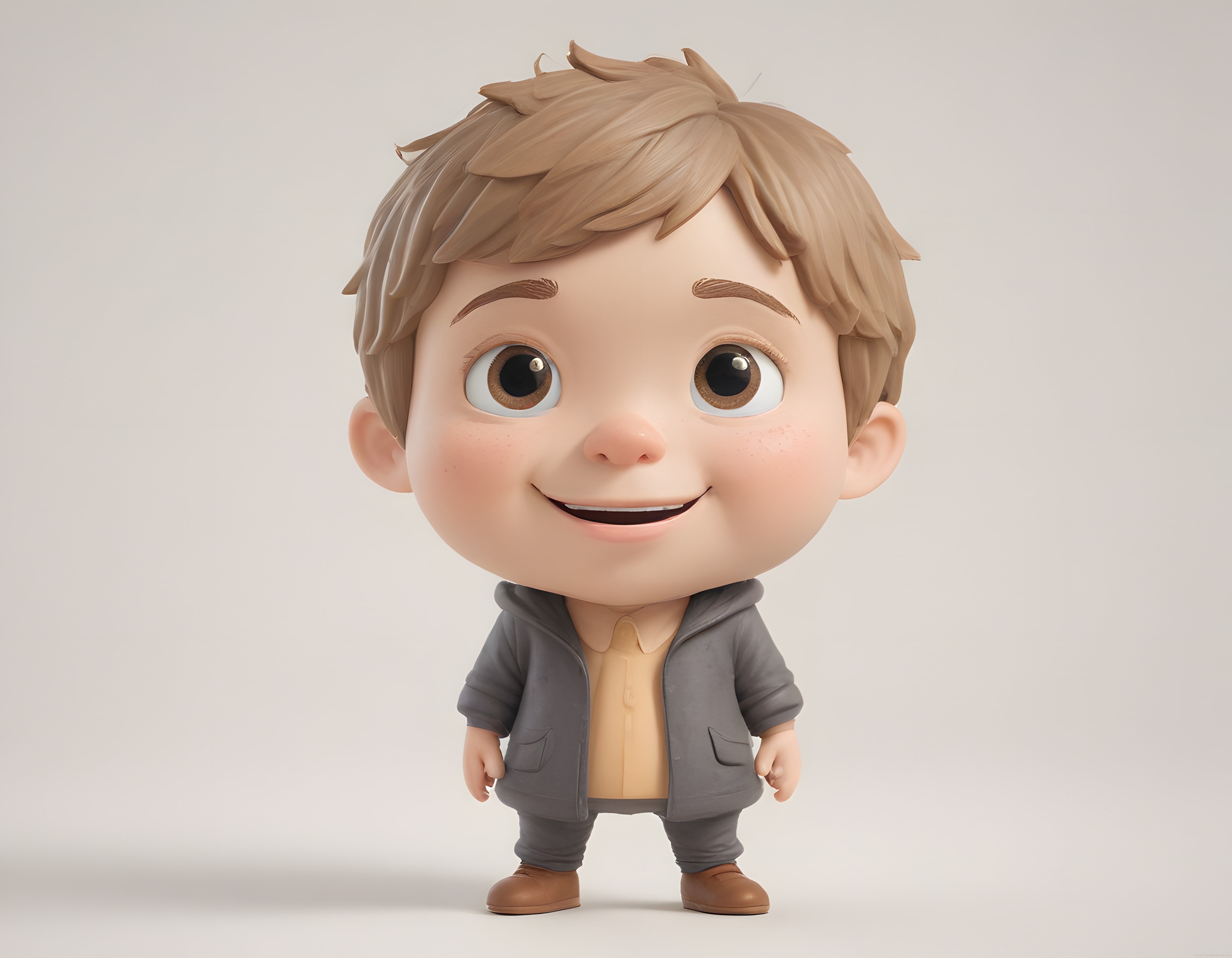 Sevimli 3D Animasyon Çocuk Karakteri: Güleryüzlü Chibi Figür Tasarımı