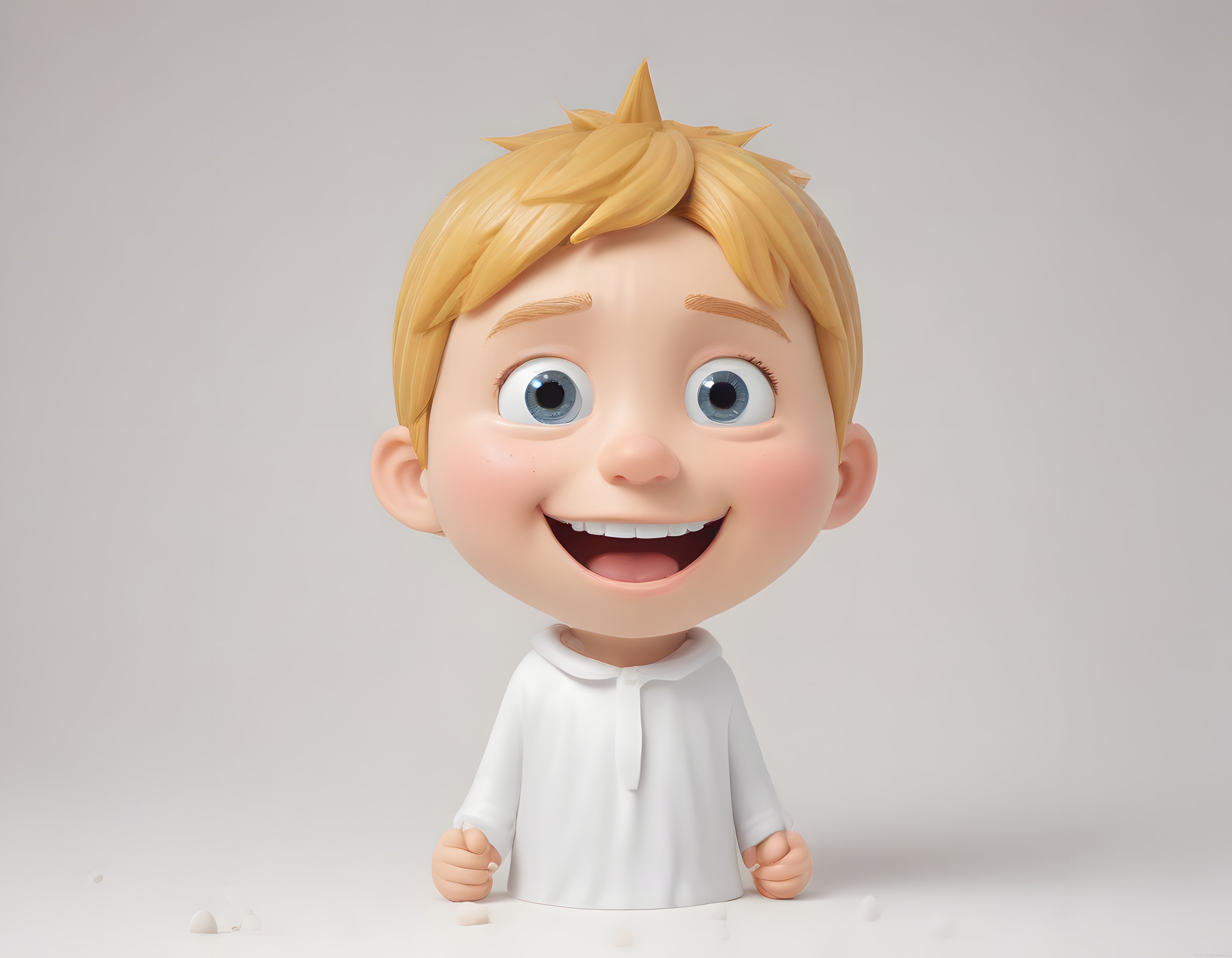 Sevimli 3D Animasyon Çocuk Karakteri, Sarışın Mavi Gözlü Neşeli Figür