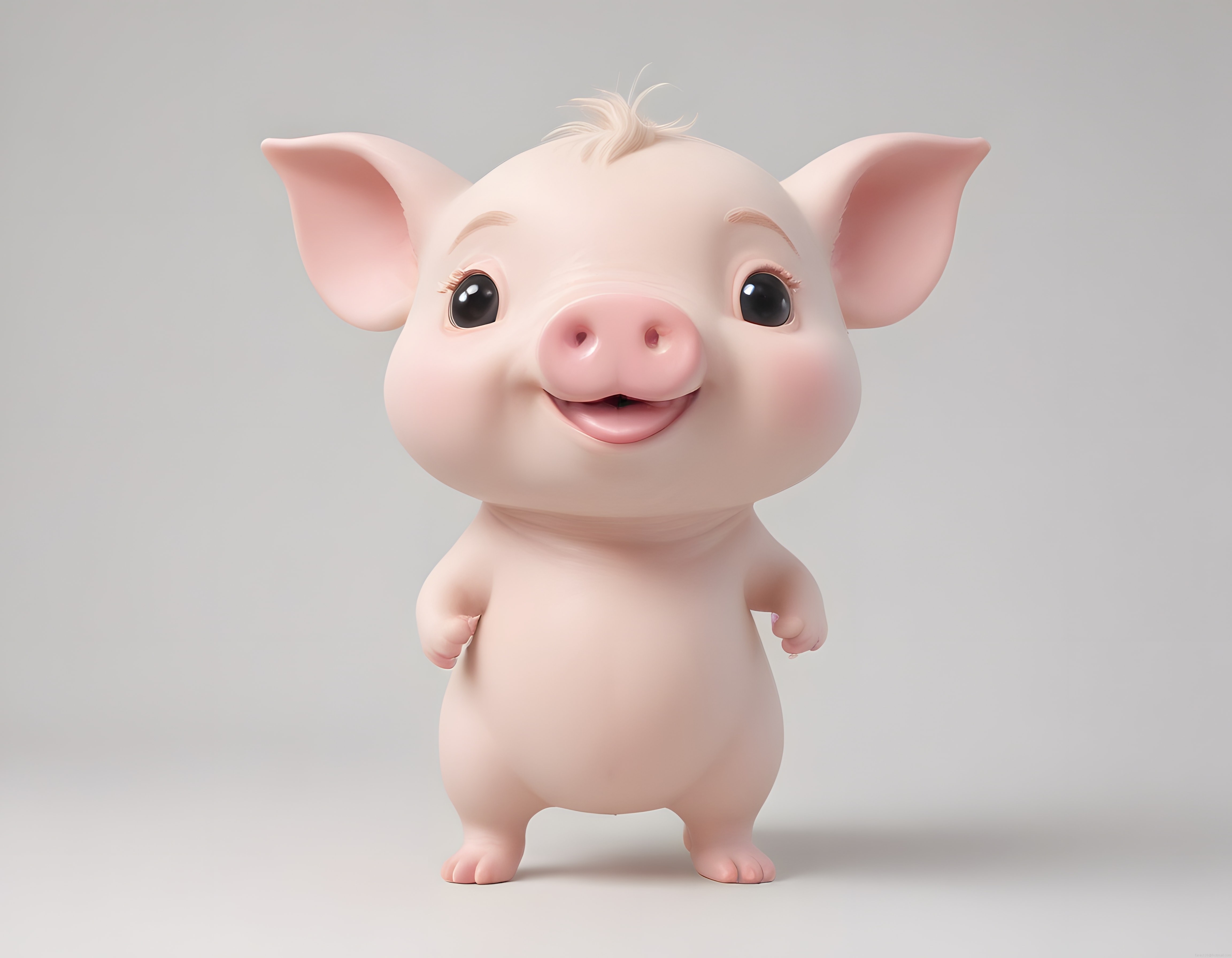 Sevimli 3D Animasyon Domuz Karakteri: Pembe ve Mutlu Yavru Domuz Figürü