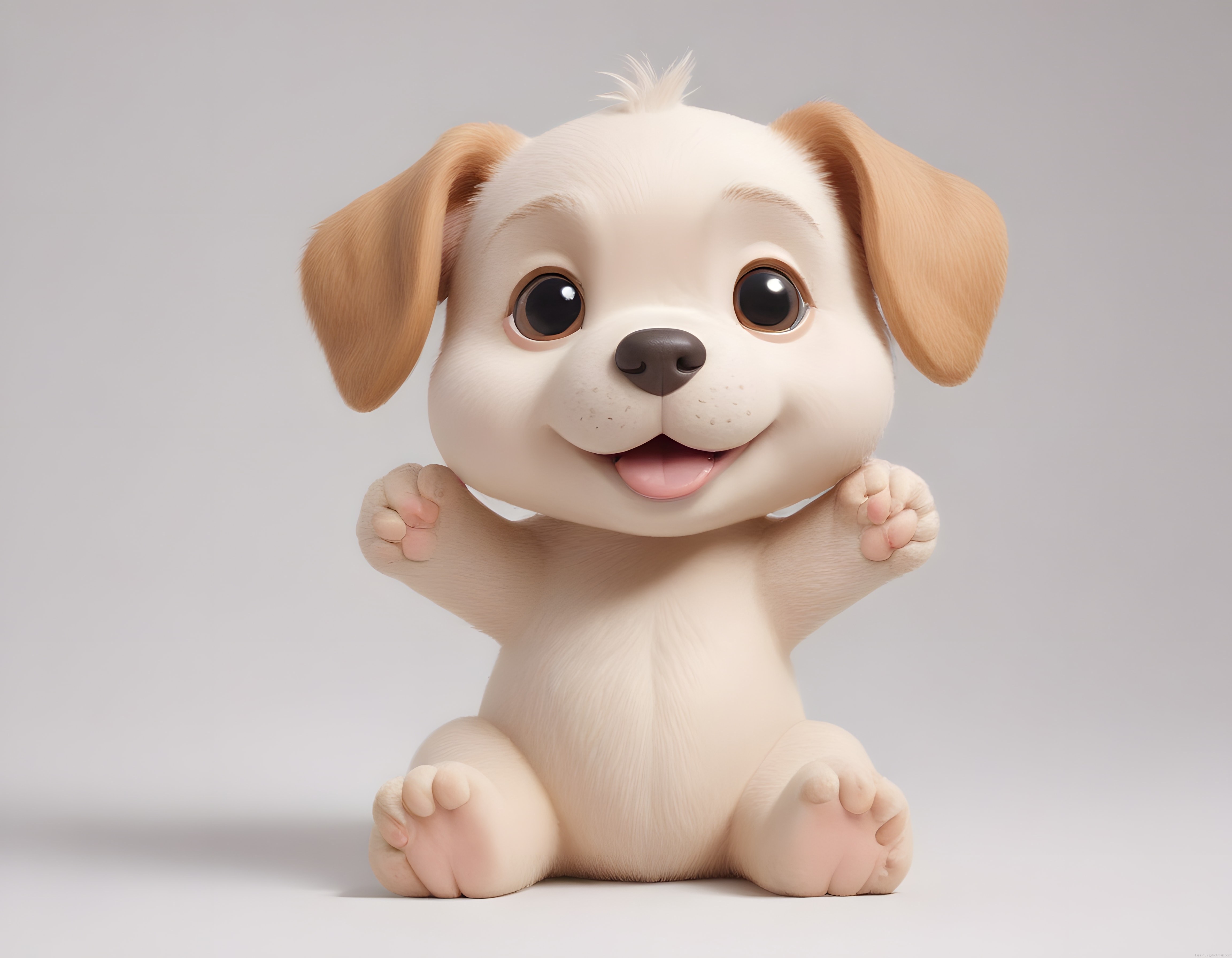 Sevimli 3D Animasyon Köpek Yavrusu Karakteri Büyük Gözlü ve Mutlu Pozda