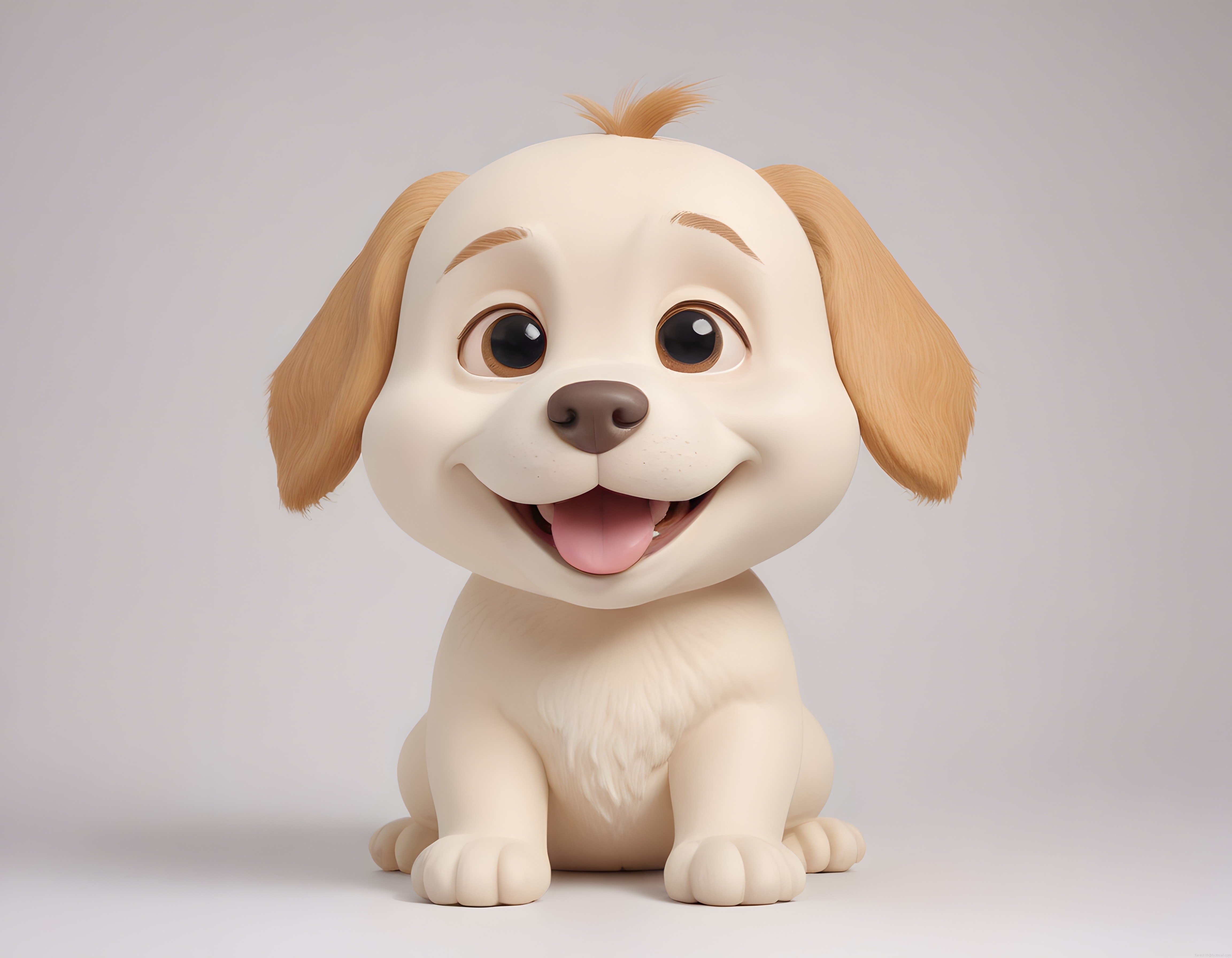 Sevimli 3D Animasyon Köpek Yavrusu Karakteri, Neşeli ve Büyük Gözlü Dijital Tasarım