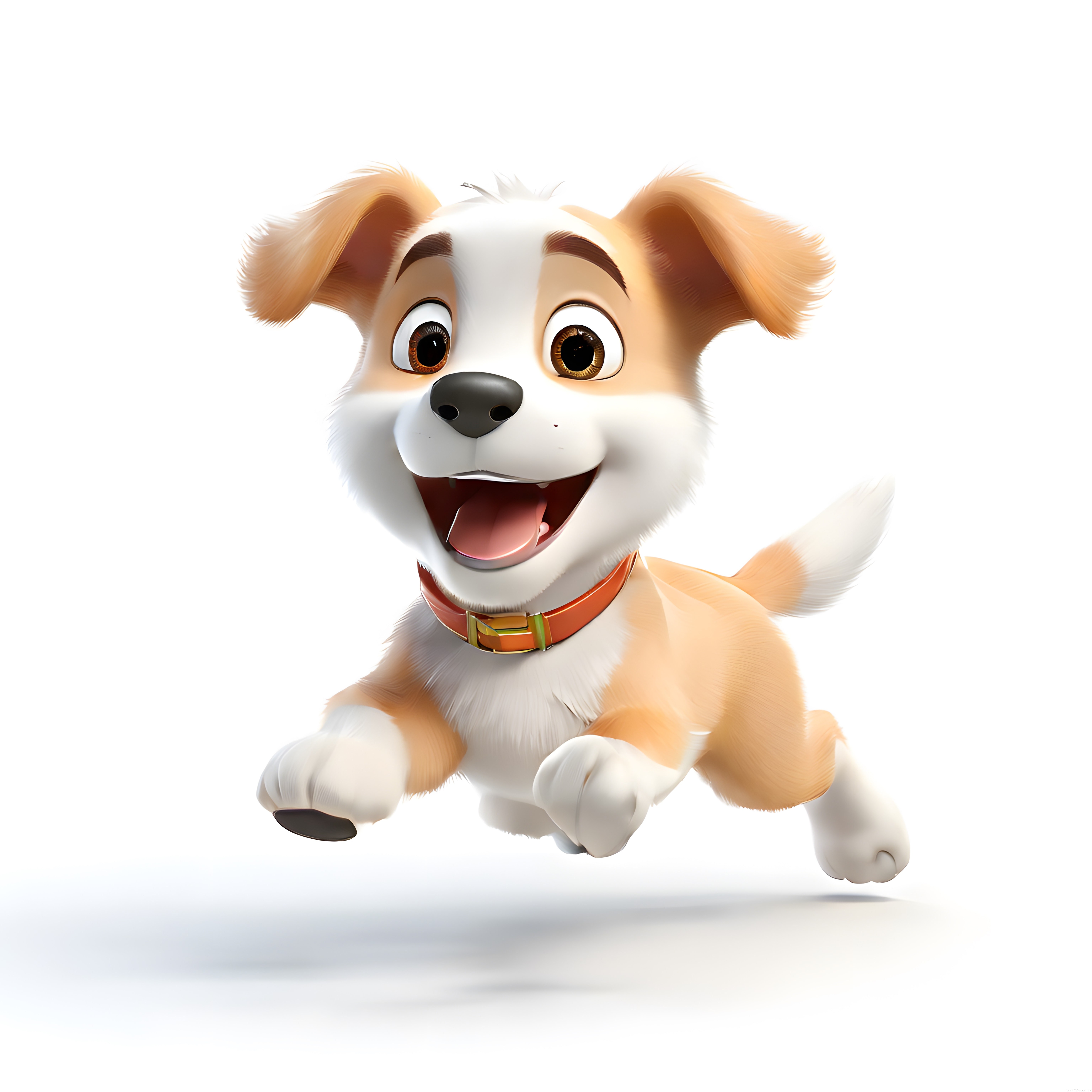 Sevimli 3D Animasyon Köpek Yavrusu Mutlu ve Neşeli Zıplayan Karakter