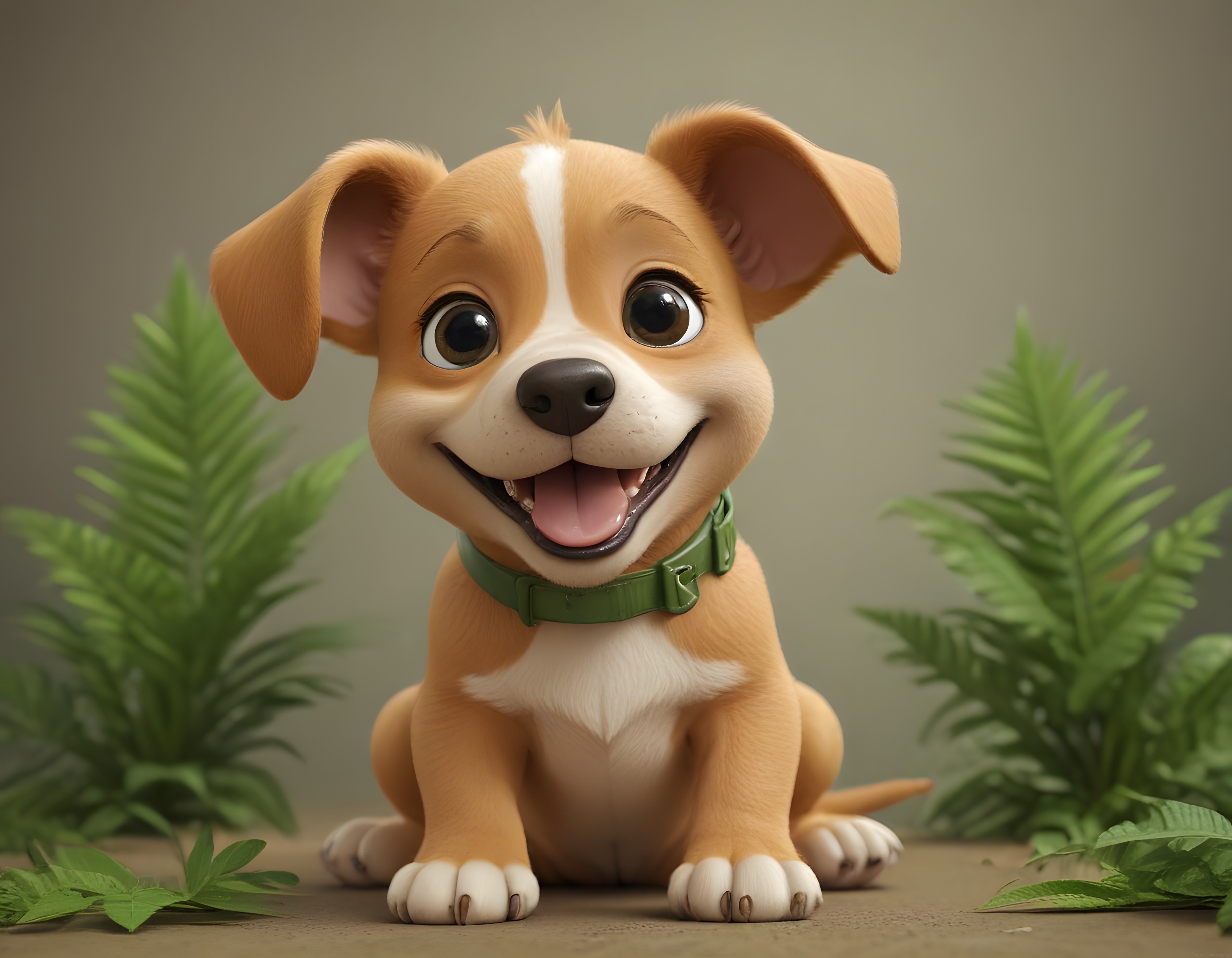 Sevimli 3D Animasyon Köpek Yavrusu: Parlak Gözlü Neşeli Karakter Tasarımı
