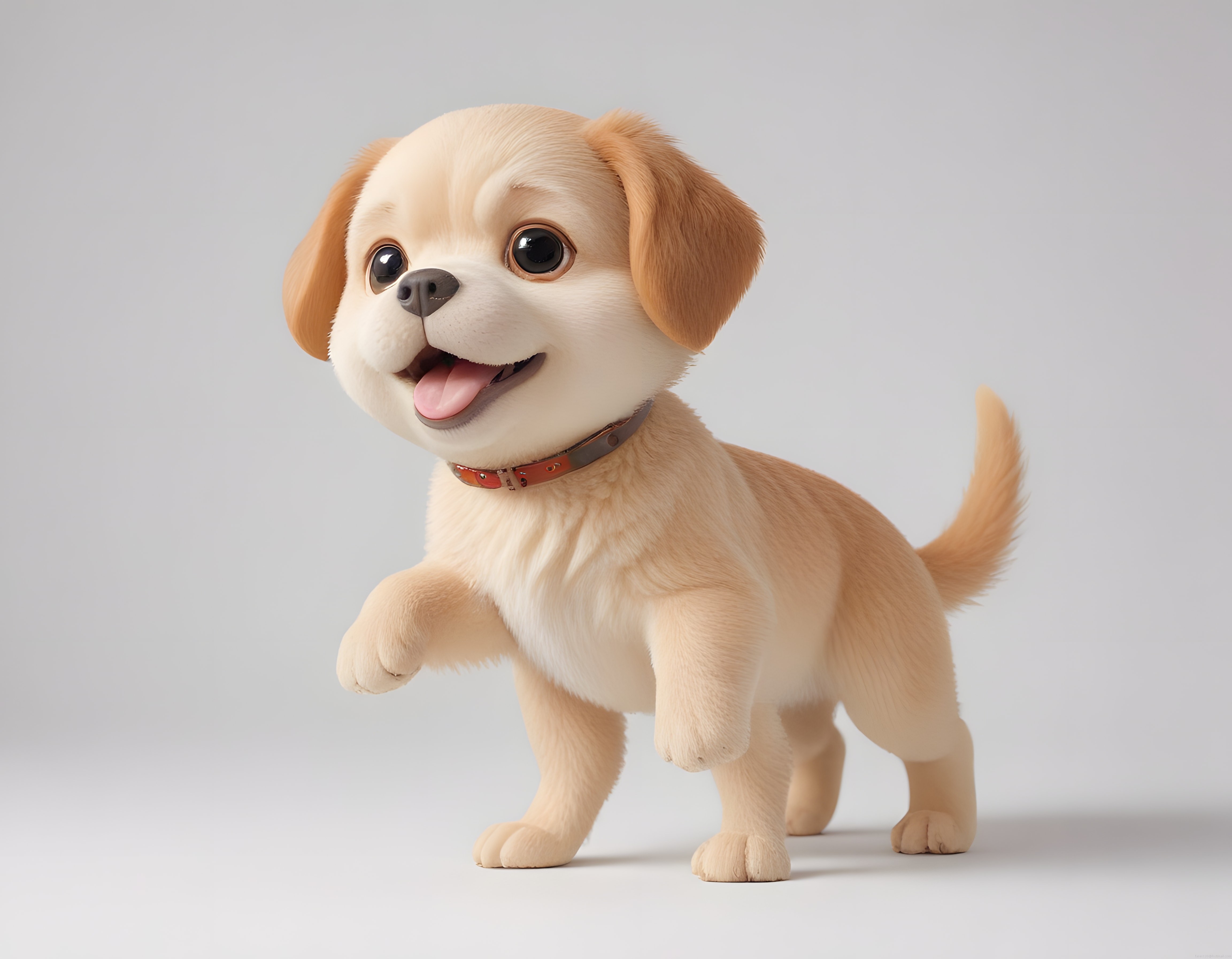 Sevimli 3D Animasyon Köpek Yavrusu: Peluş Dokulu Sevimli Karakter Tasarımı