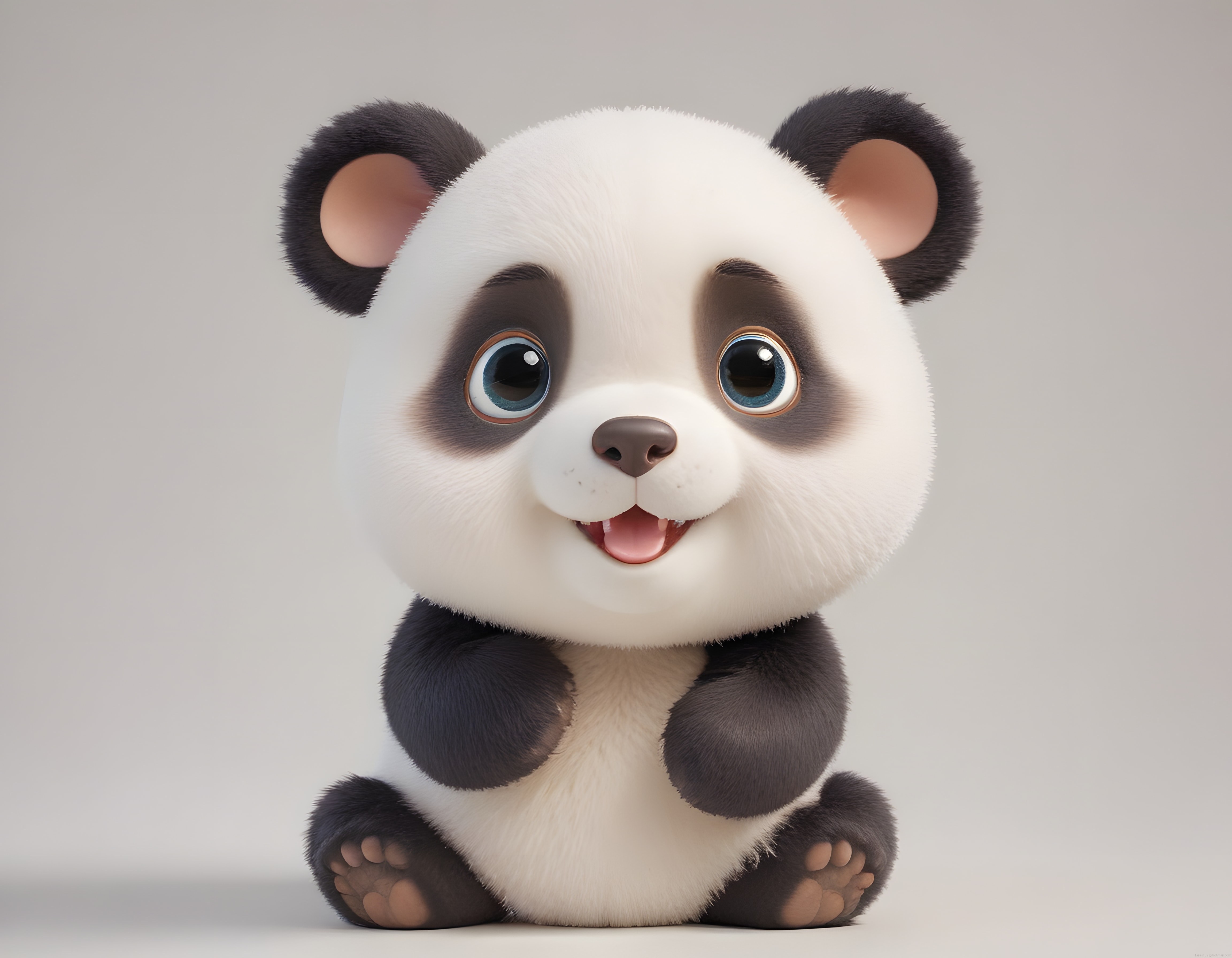 Sevimli 3D Animasyon Panda Yavrusu ve Parlak Mavi Gözlü Masalsı Karakteri