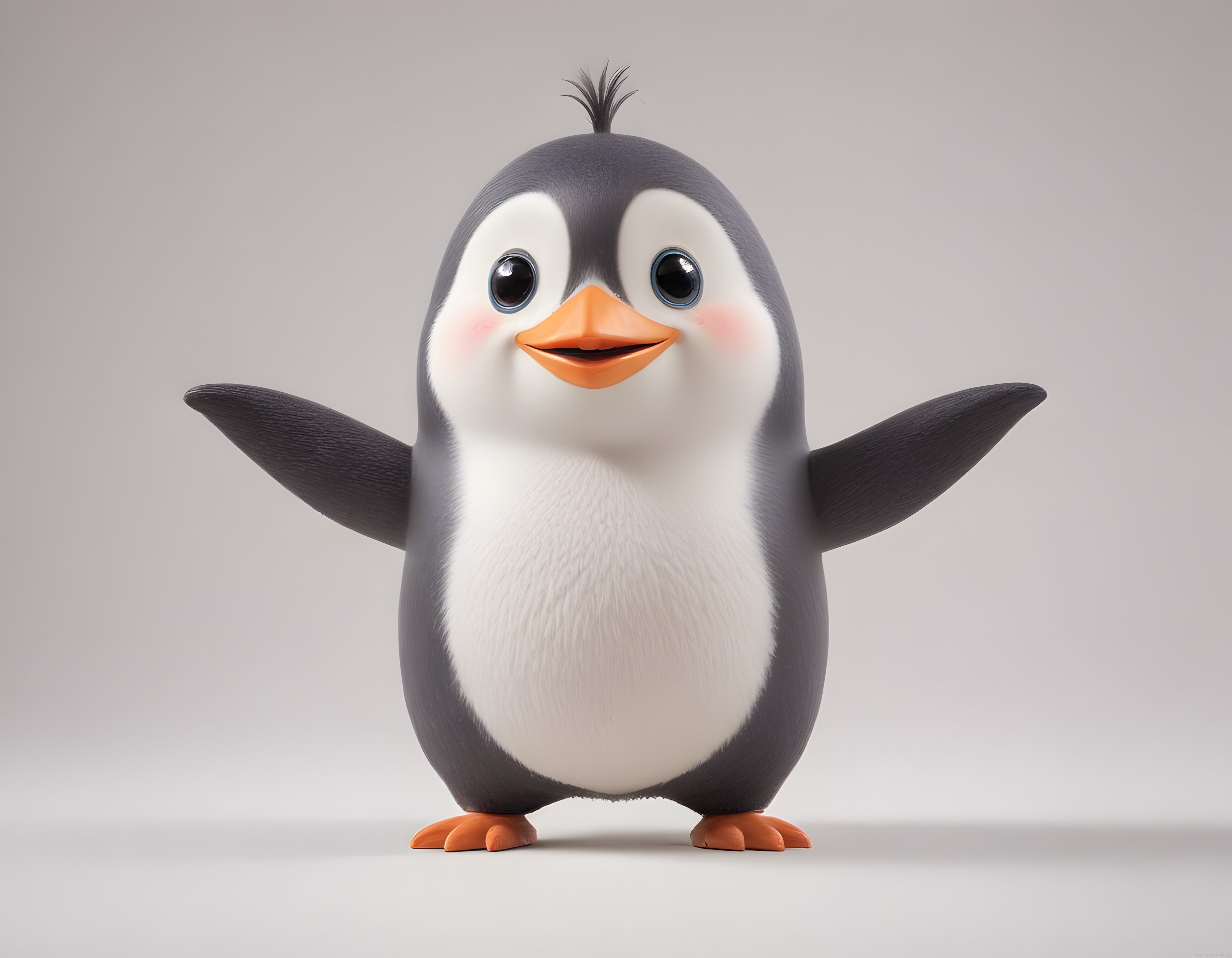 Sevimli 3D Animasyon Penguen Yavrusu Karakteri ve Masum İfadesi