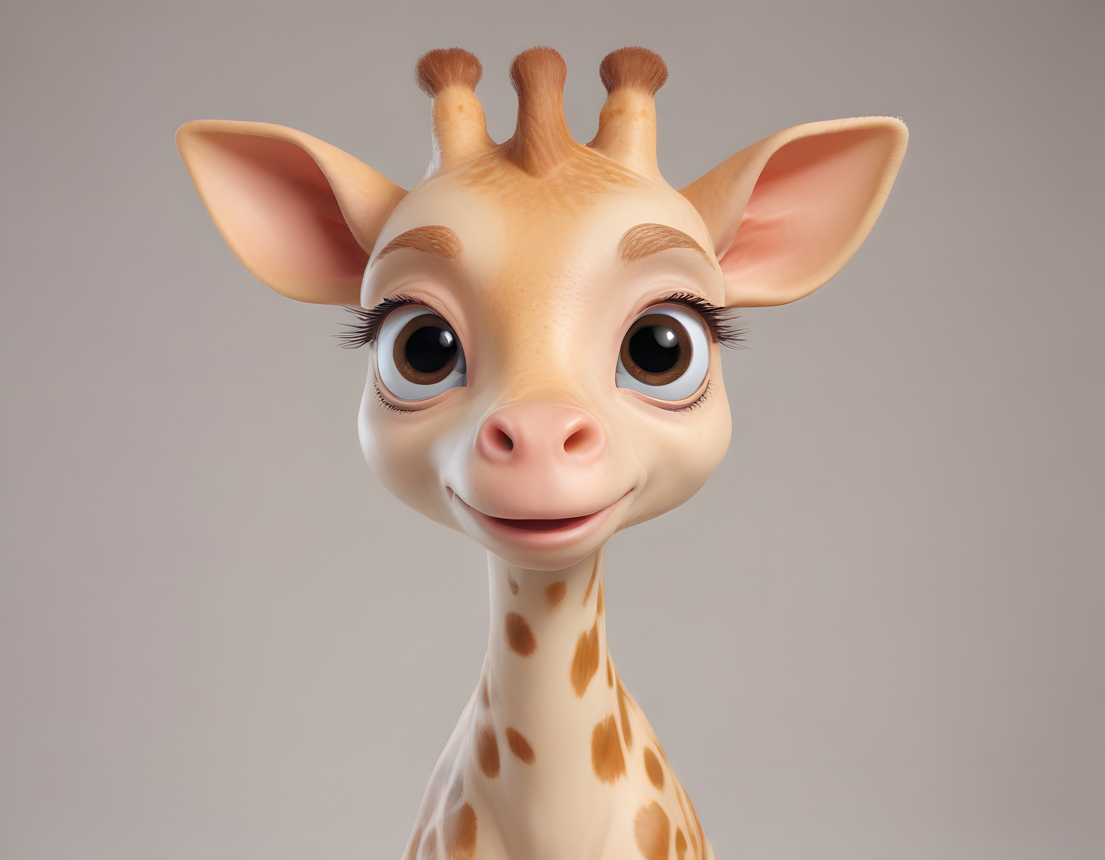 Sevimli 3D Animasyon Zürafa Karakteri: Masalsı Dijital Sanat Portresi