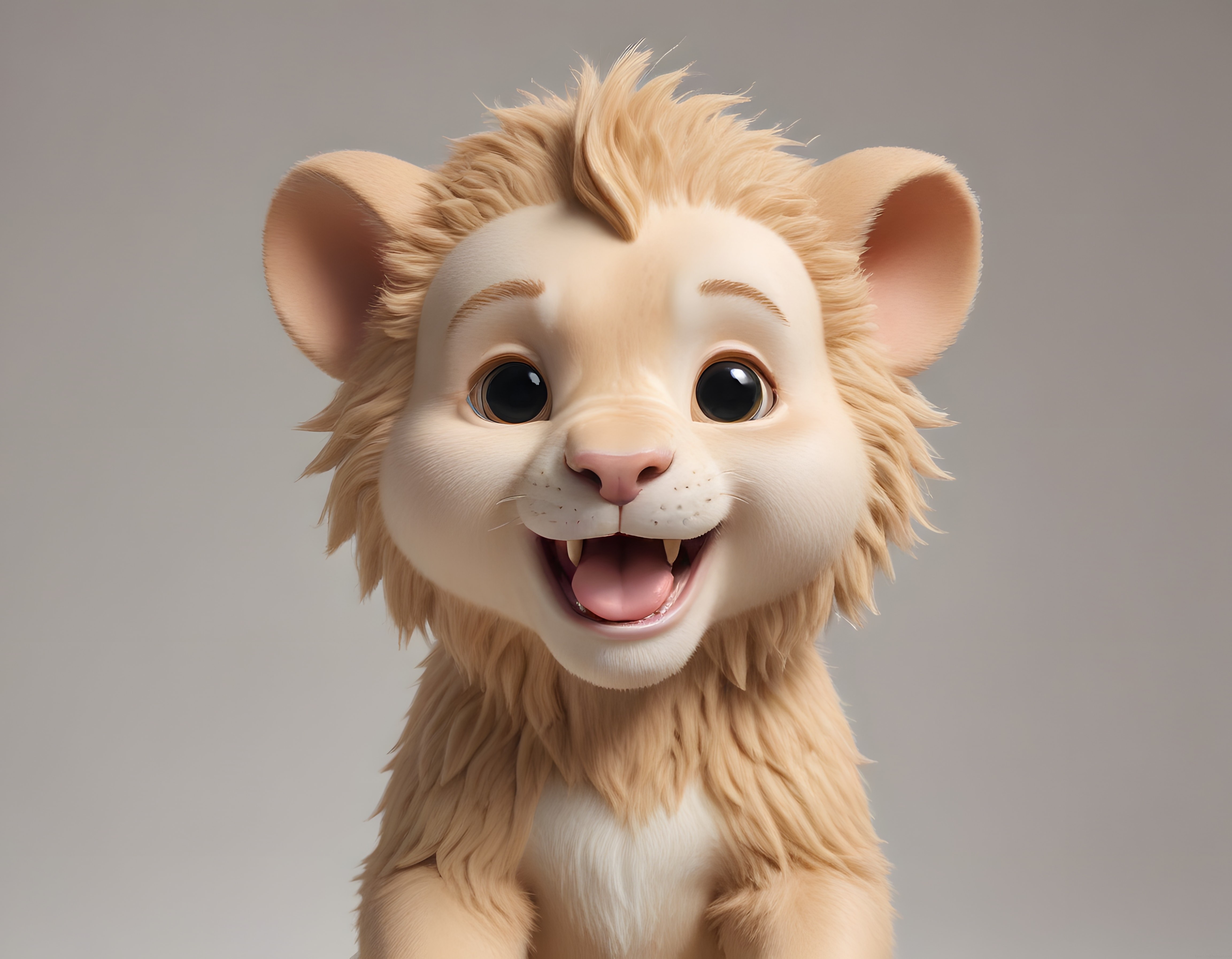 Sevimli 3D Aslan Yavrusu Animasyon Karakteri Pelüş Görünümlü Dijital Sanat