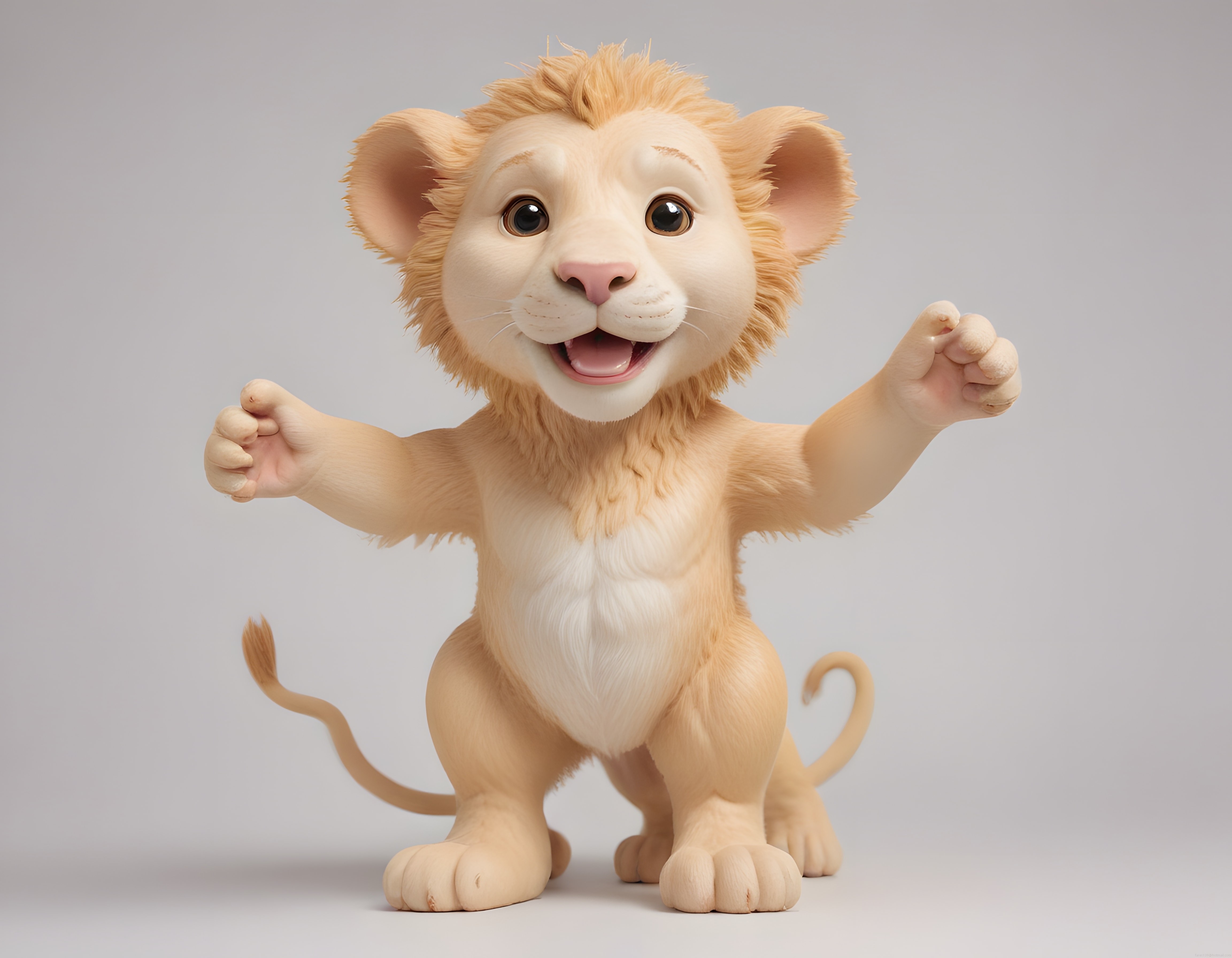 Sevimli 3D Aslan Yavrusu Karakteri: Yumuşak Tüylü Dijital Sanat Çalışması