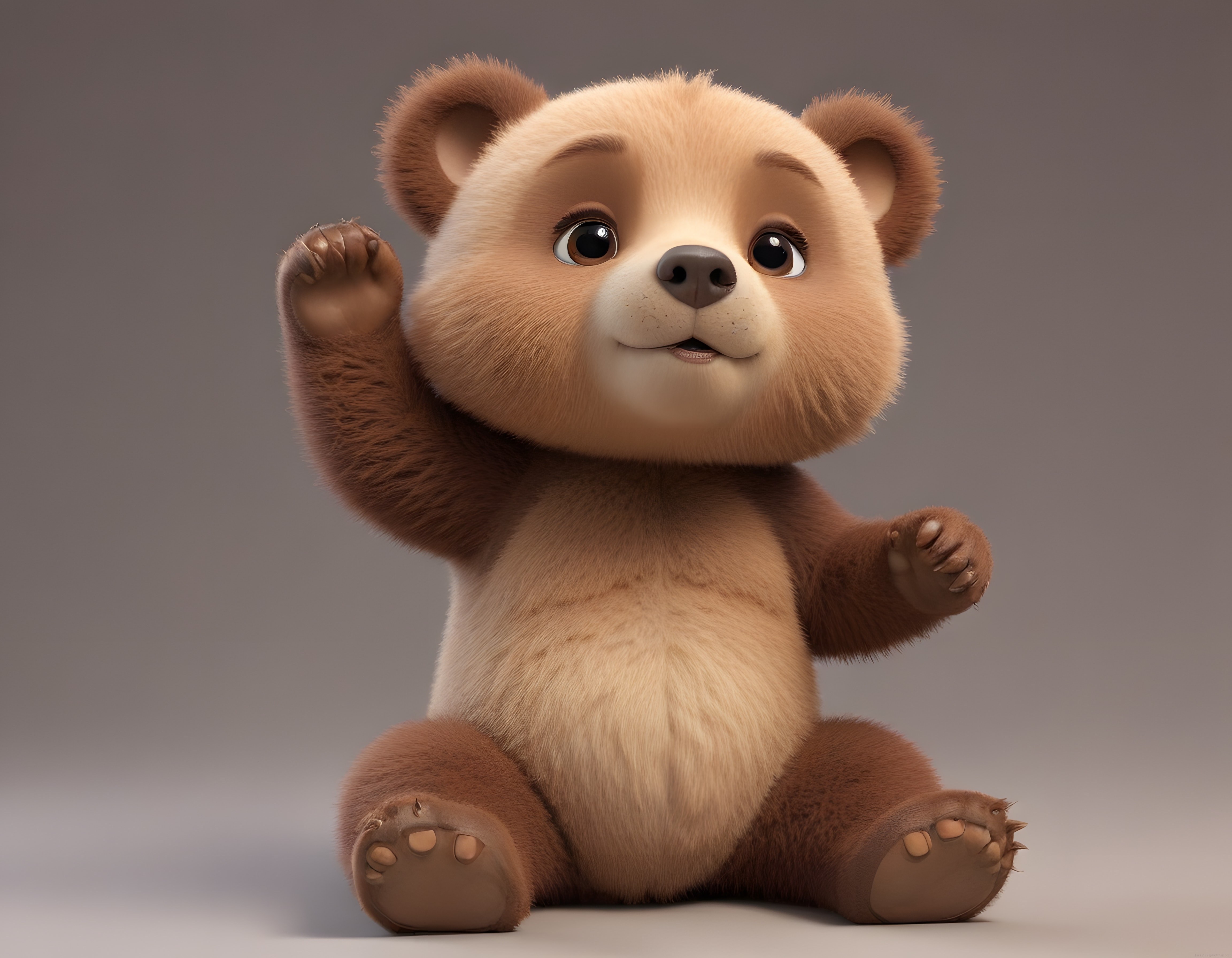 Sevimli 3D Ayıcık Karakteri: Peluş Görünümlü Animasyon Oyuncak