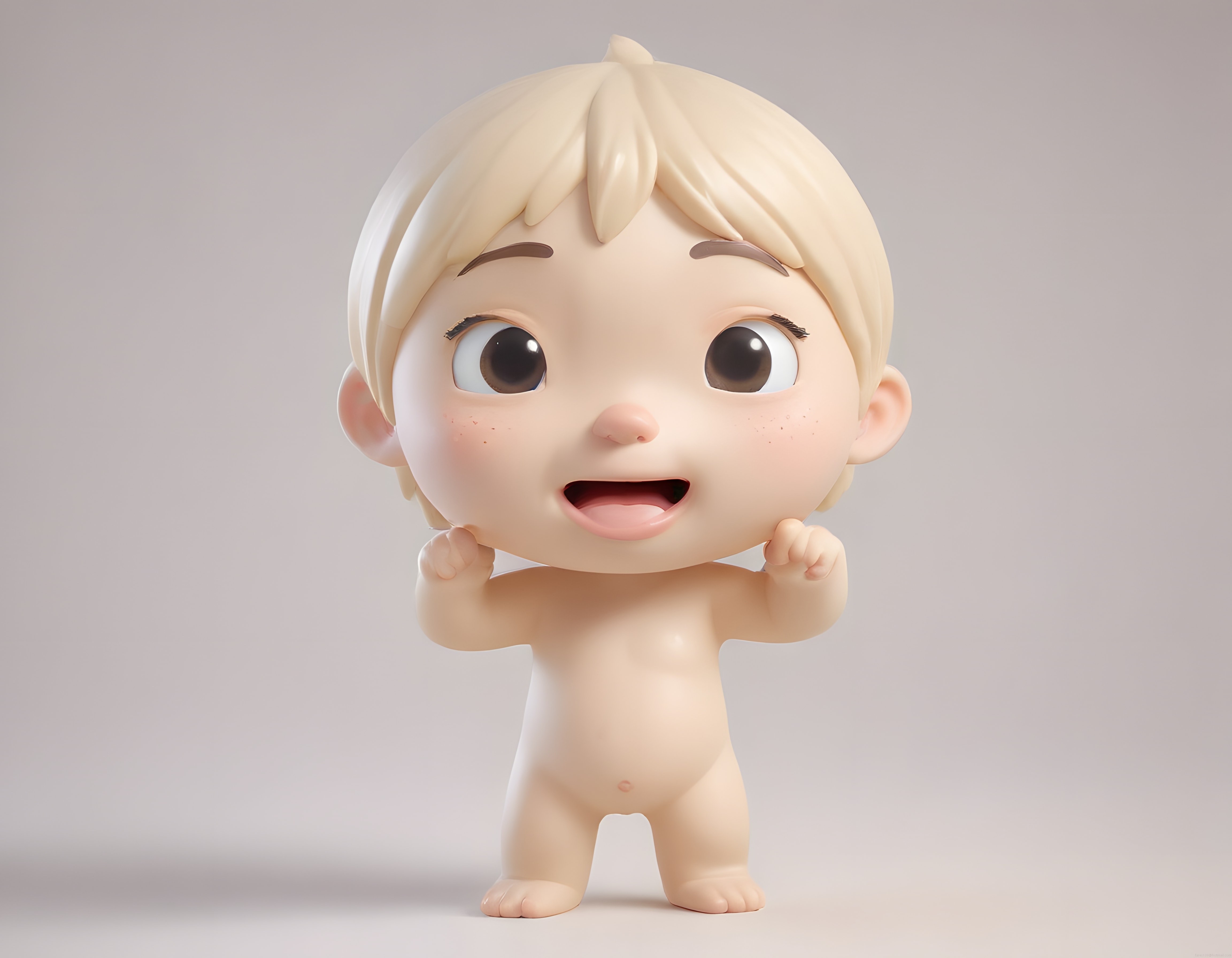 Sevimli 3D Bebek Figürü: Masum ve Neşeli Dijital Sanat Eseri Render Görseli