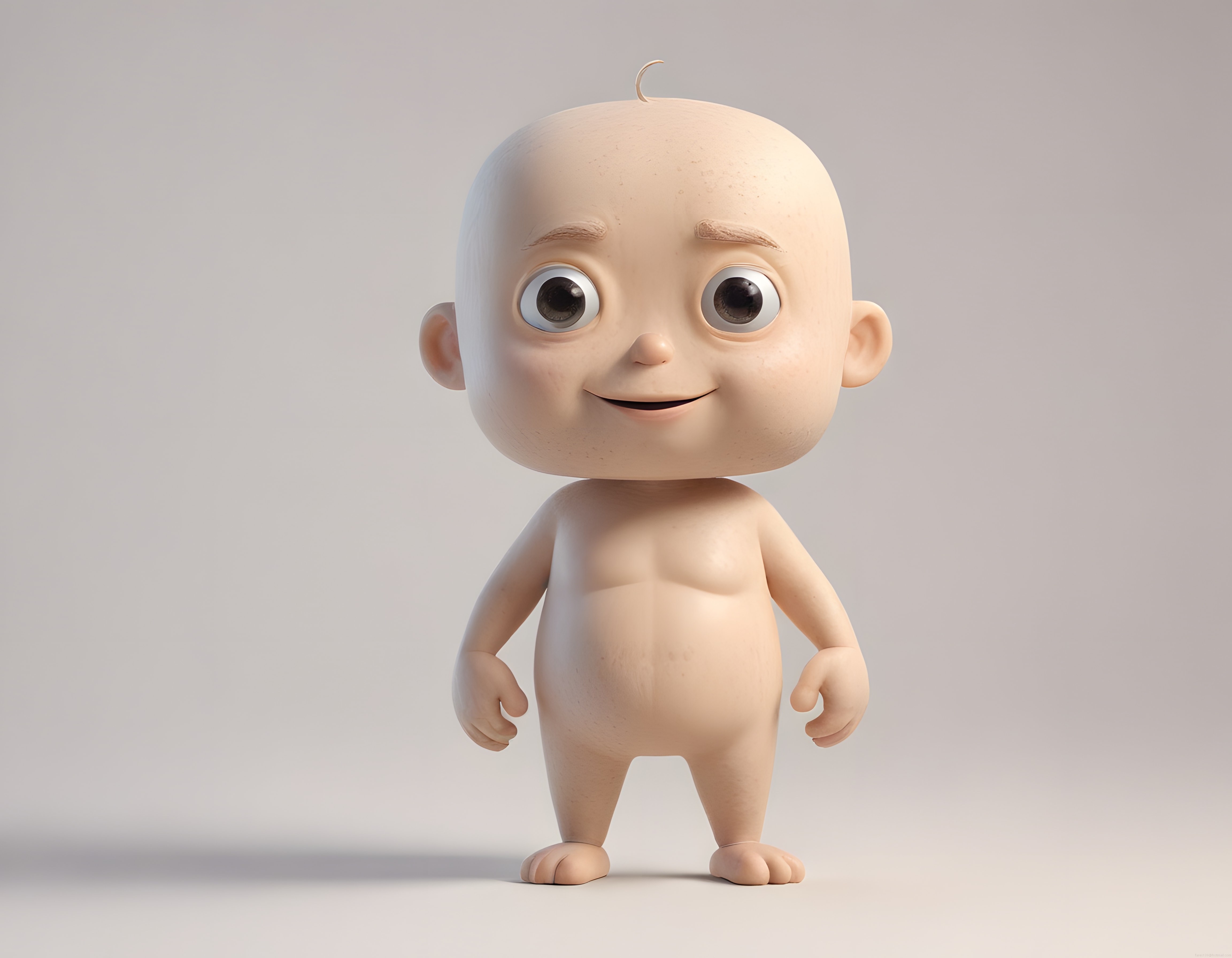 Sevimli 3D Bebek Karakteri: Büyük Gözlü Pixar Tarzı Animasyon Tasarım