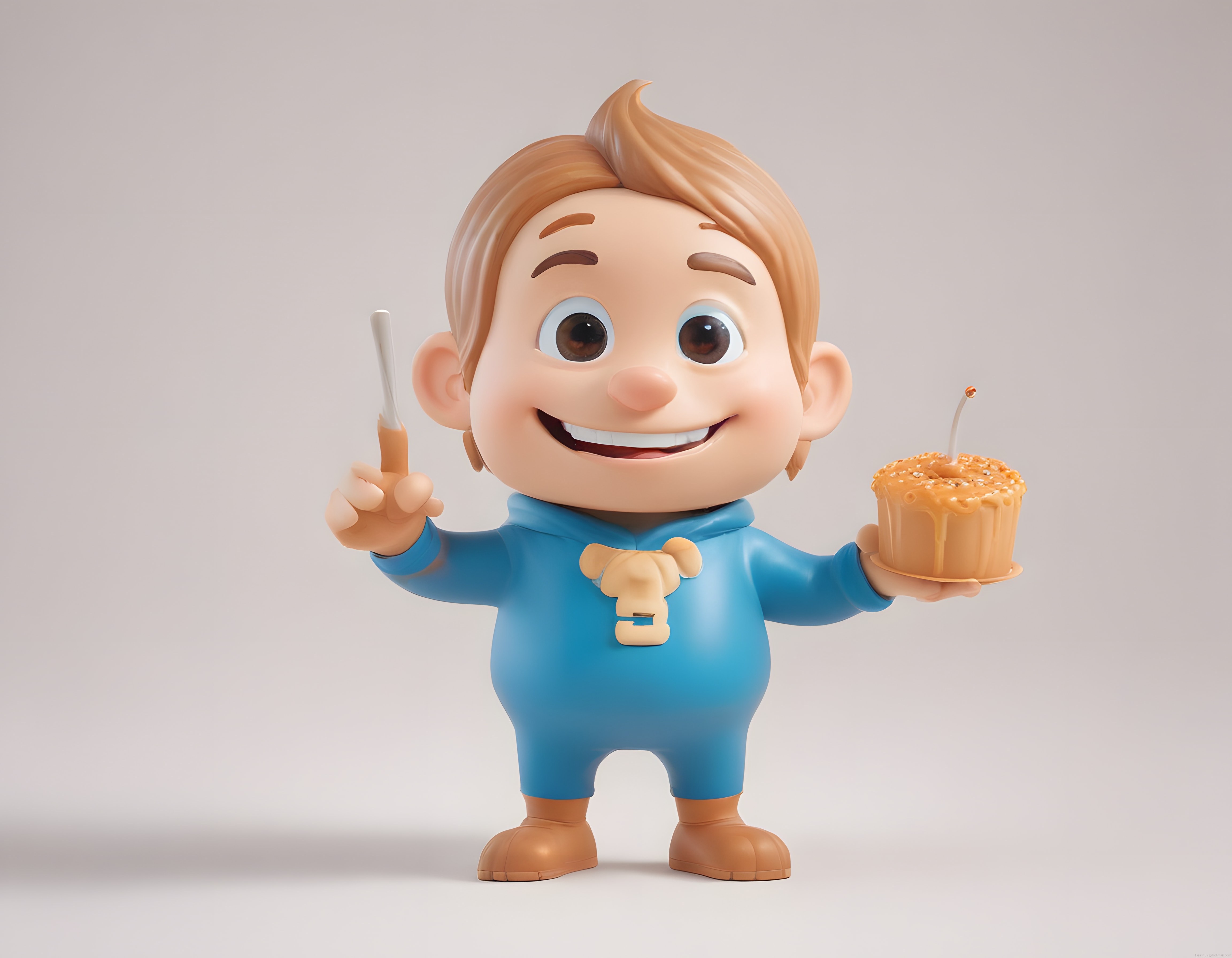 Sevimli 3D Bebek Karakteri Mumlu Pasta ile Mutlu Doğum Günü Kutluyor