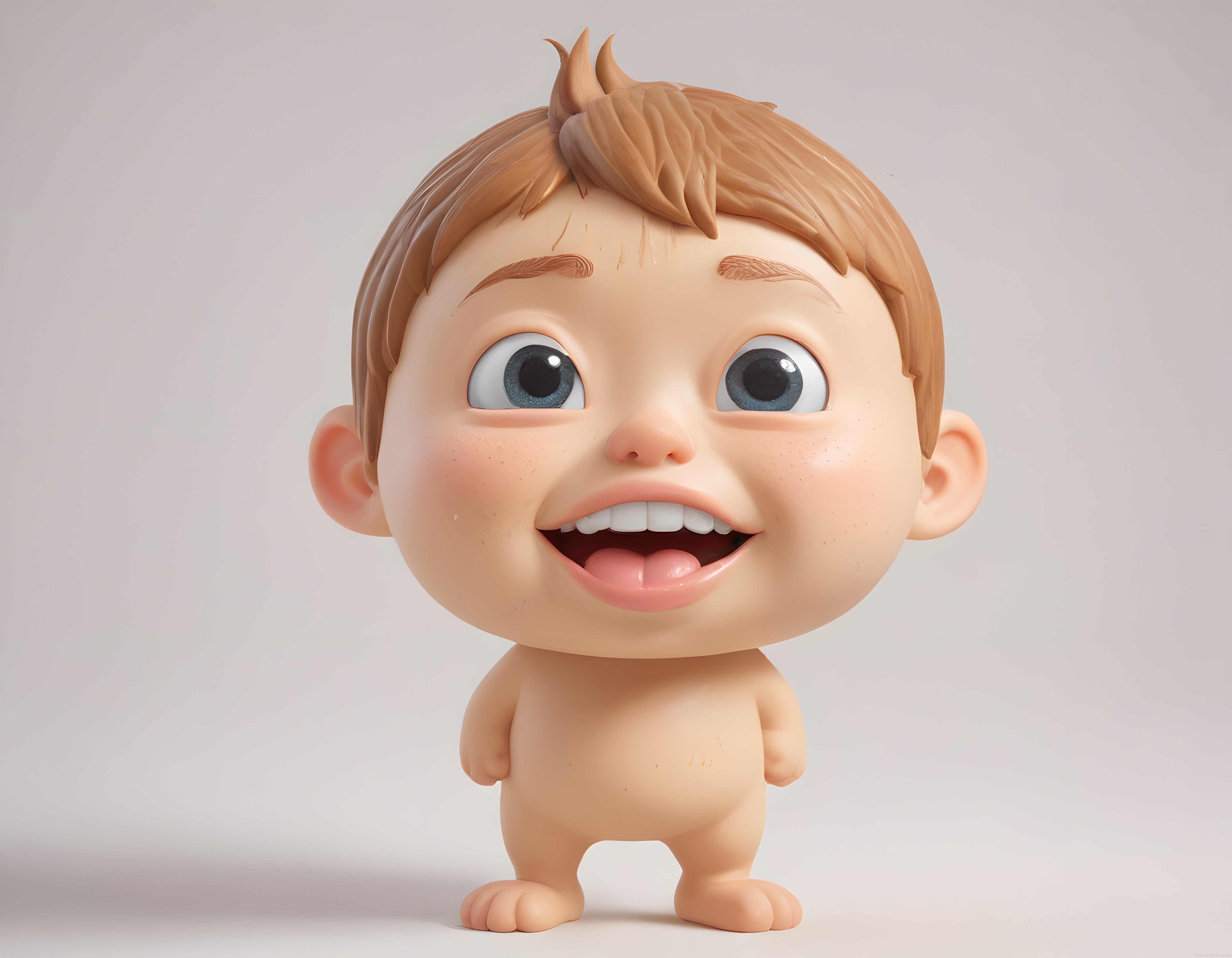Sevimli 3D Bebek Karakteri Tasarımı, Büyük Gözler ve Neşeli İfade