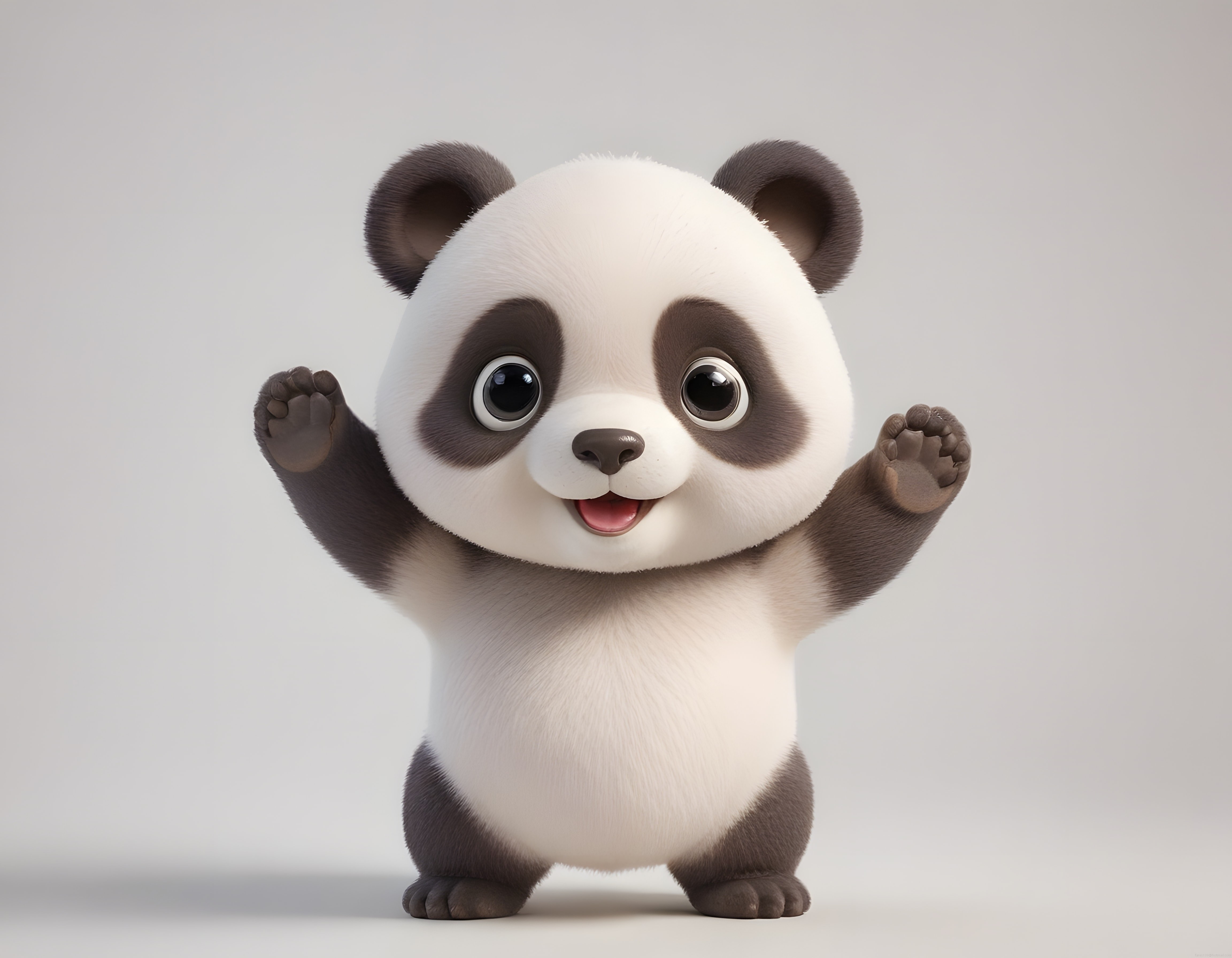 Sevimli 3D Bebek Panda Karakteri: Büyük Gözlü Animasyonlu Poz