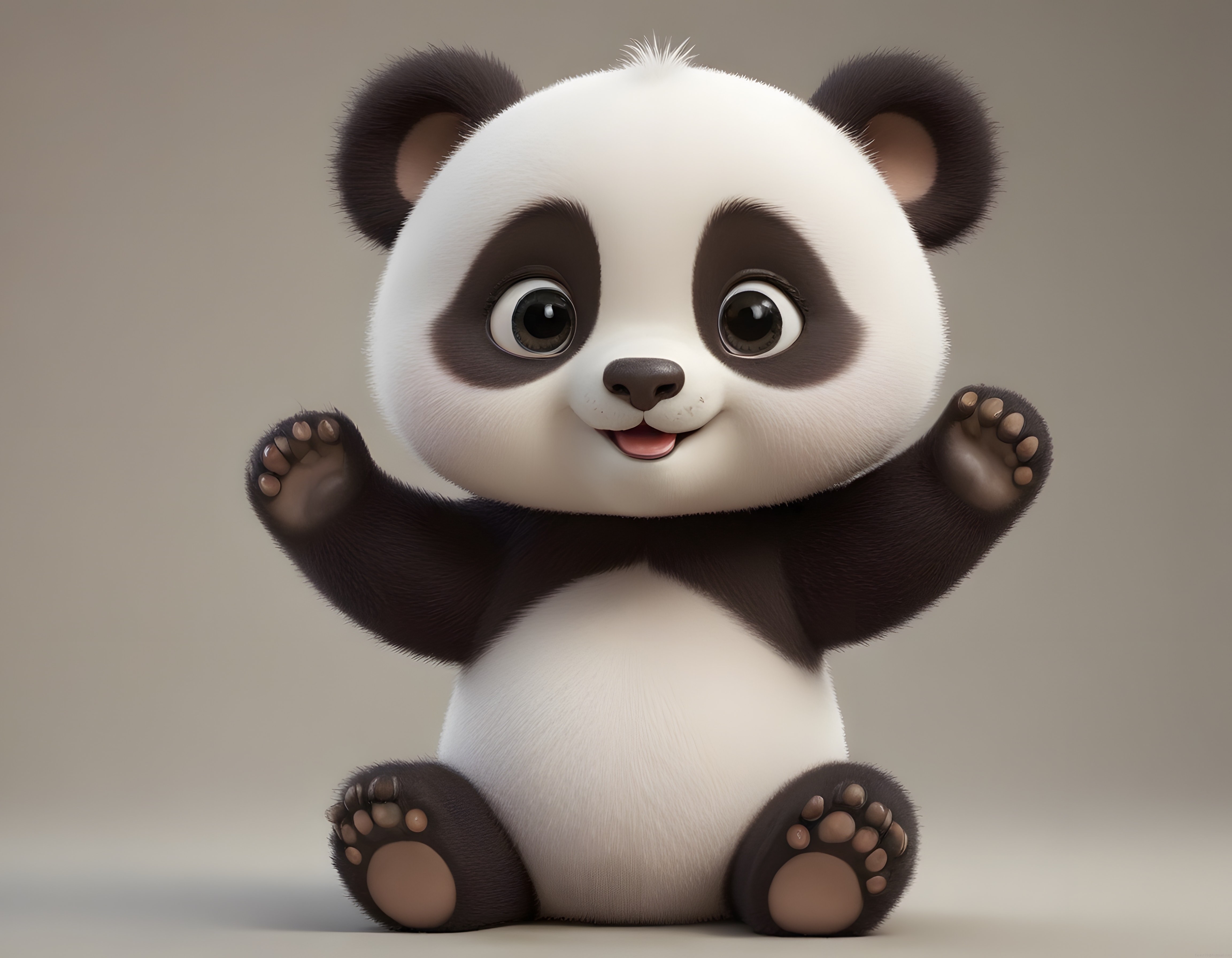 Sevimli 3D Bebek Panda Karakteri, Büyük Gözlü Şirin Animasyon Figürü