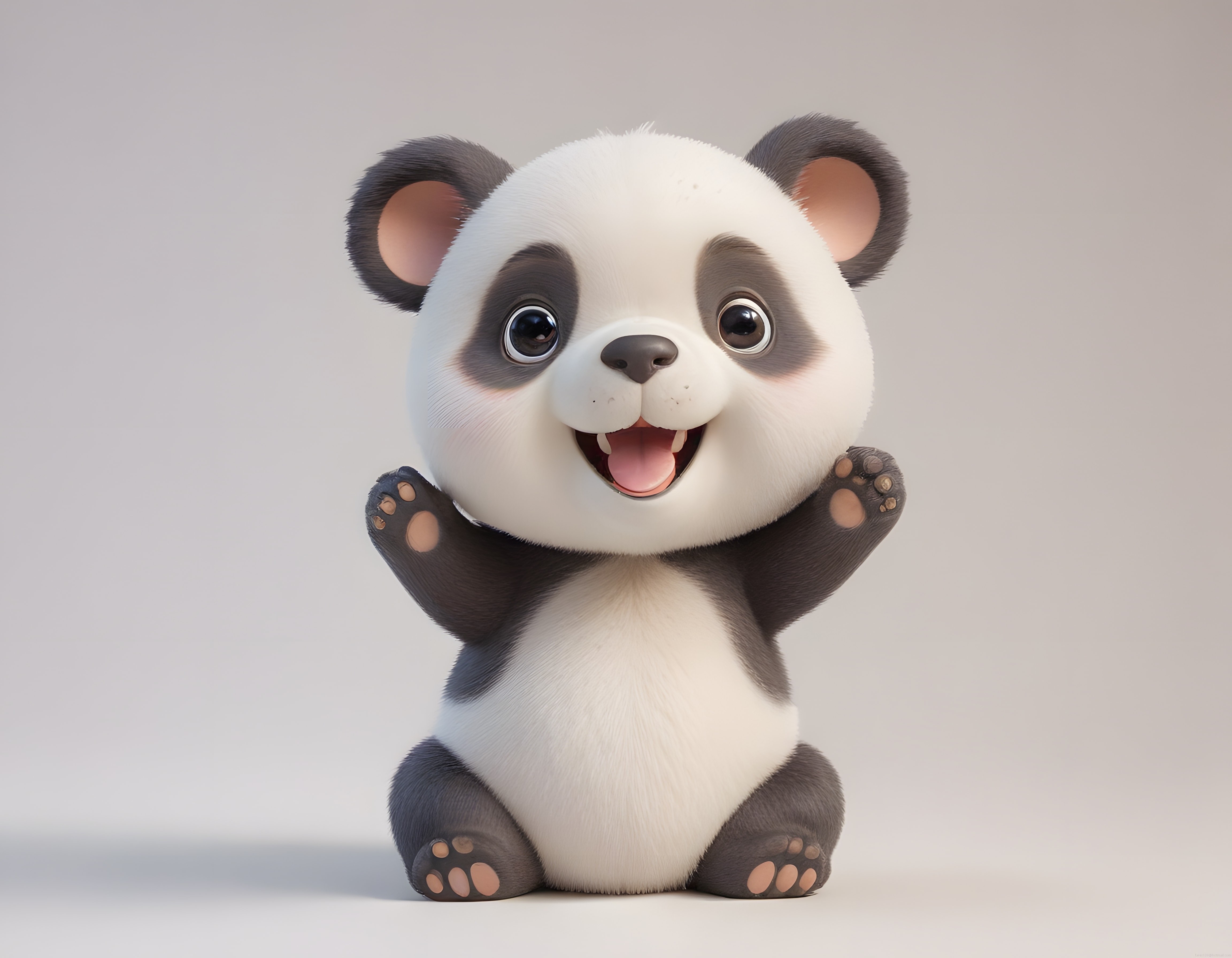 Sevimli 3D Bebek Panda Karakteri Pelüş Oyuncak Tarzı Mutlu Duruş