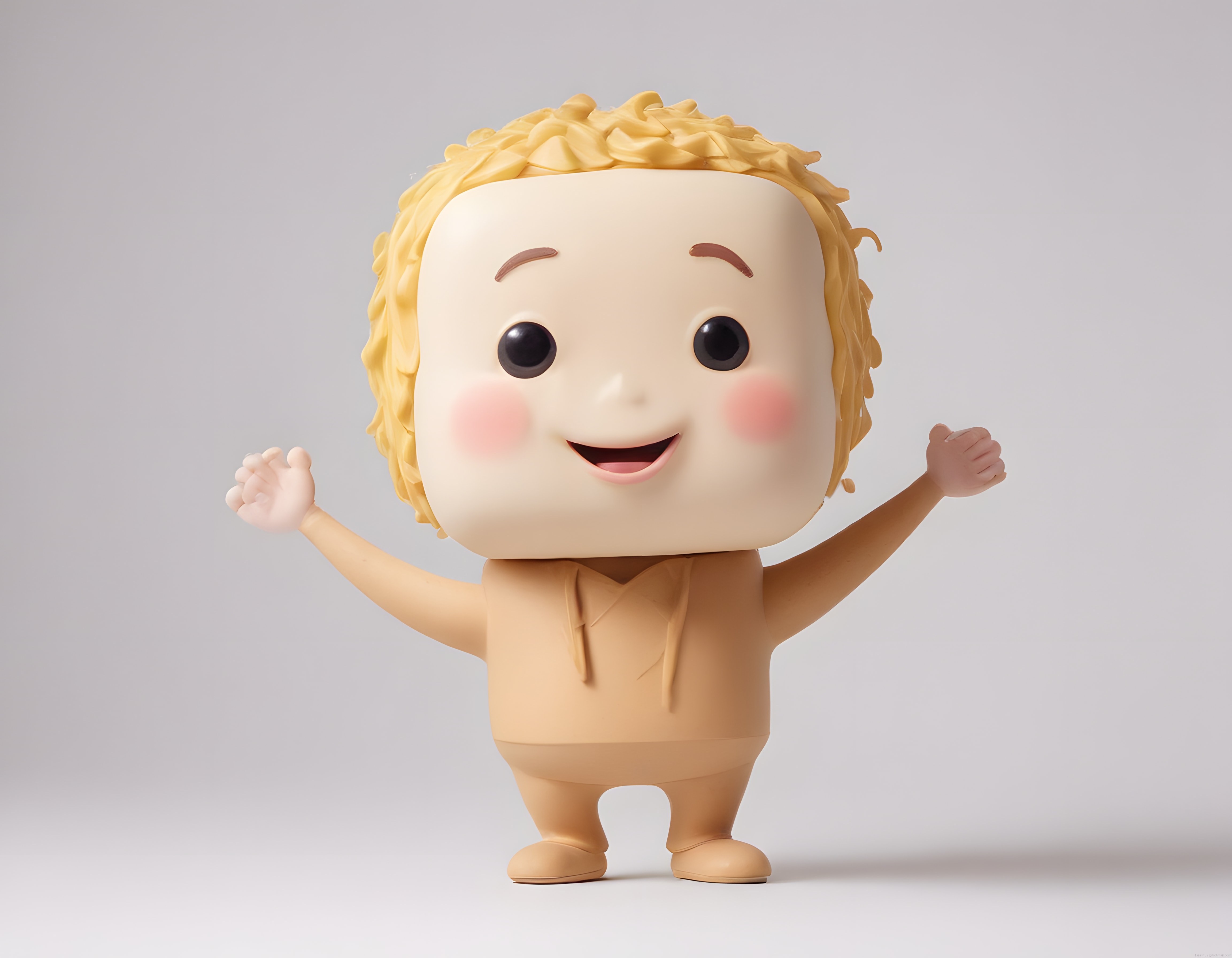 Sevimli 3D Chibi Karakter: Kapüşonlu Sarışın Figür Neşeyle Kollarını Açıyor