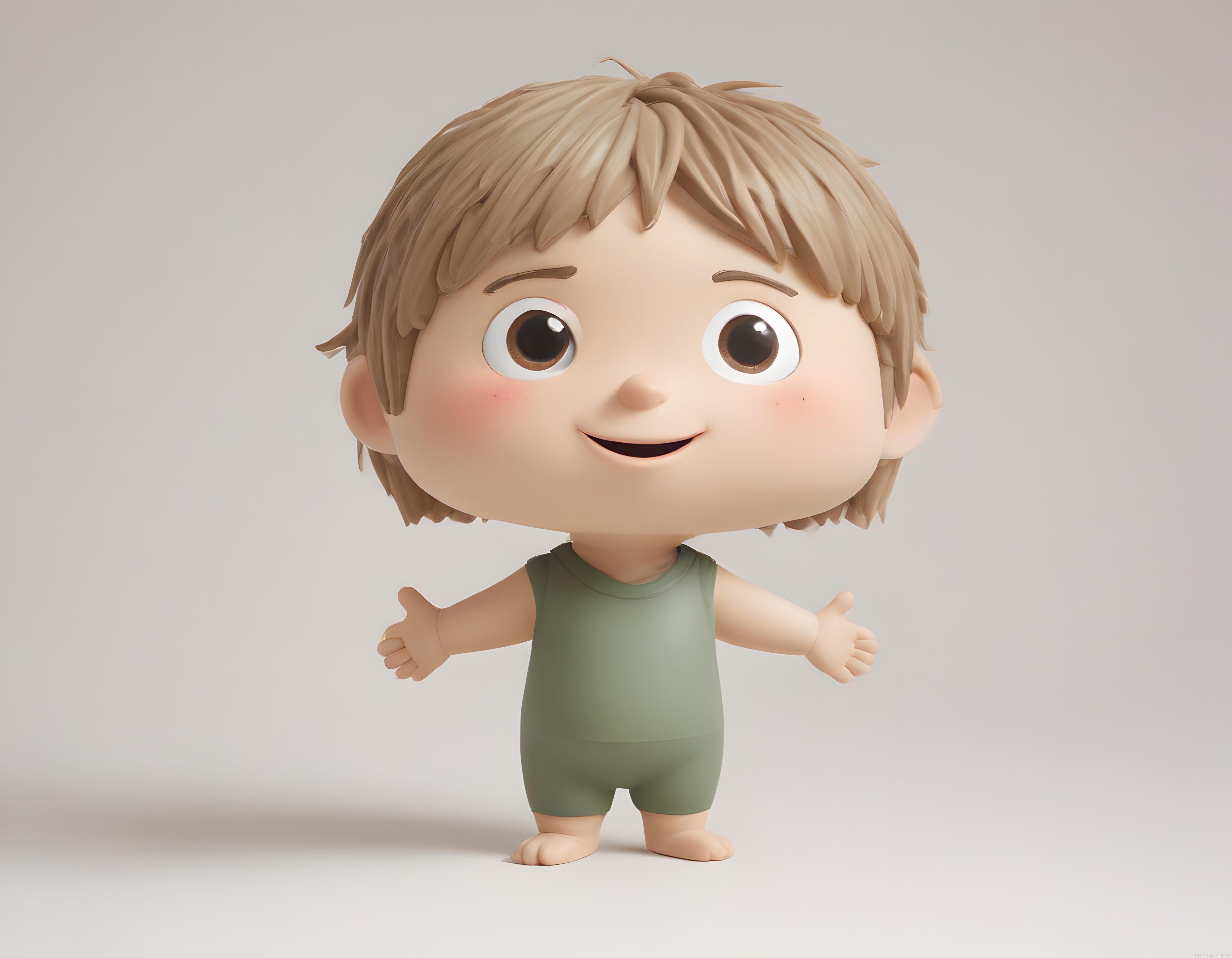 Sevimli 3D Çizgi Film Çocuk Karakteri ile Masum ve Neşeli Dijital Tasarım