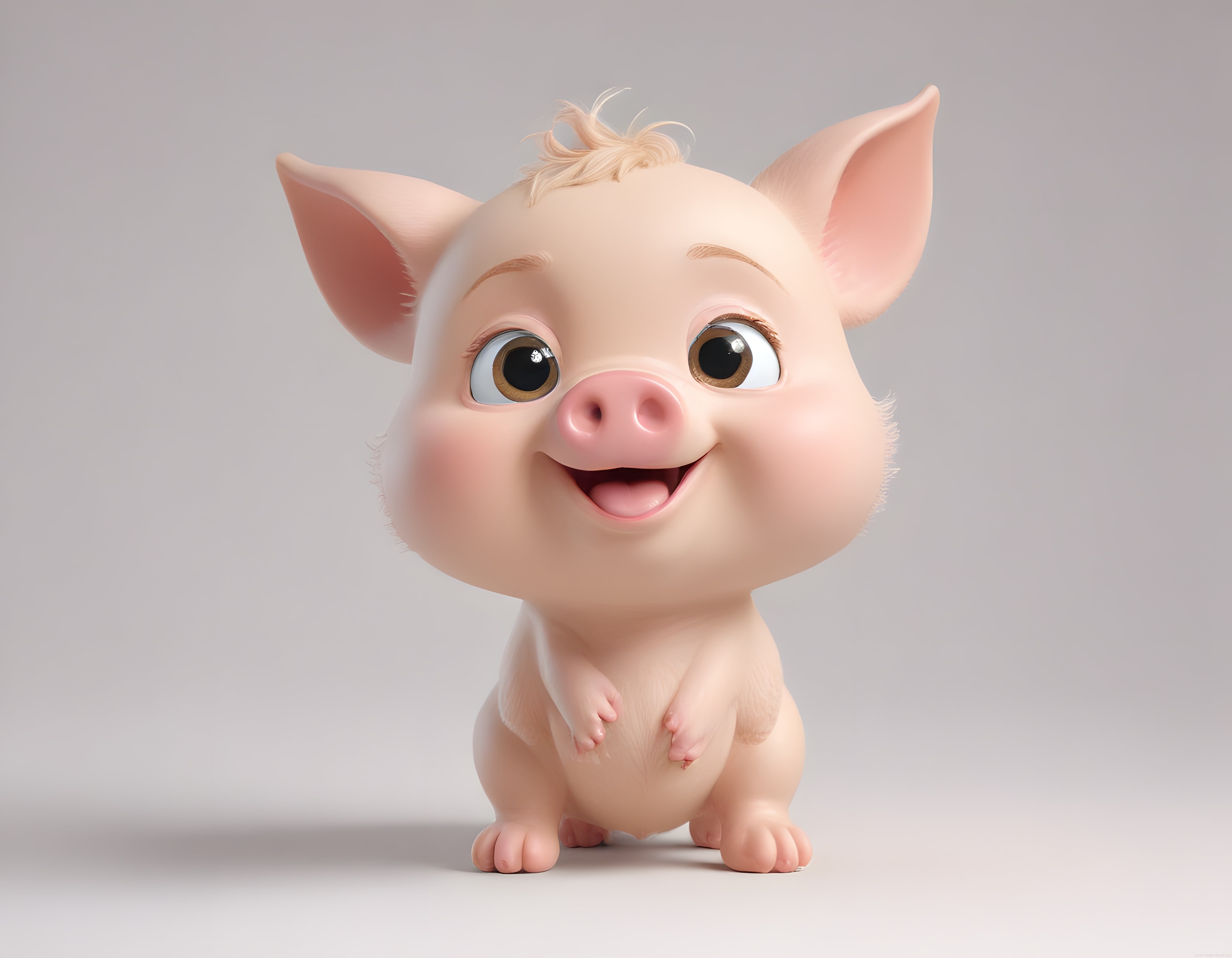 Sevimli 3D Çizgi Film Domuzcuk: Büyük Gözleriyle Neşeli Dijital Karakter