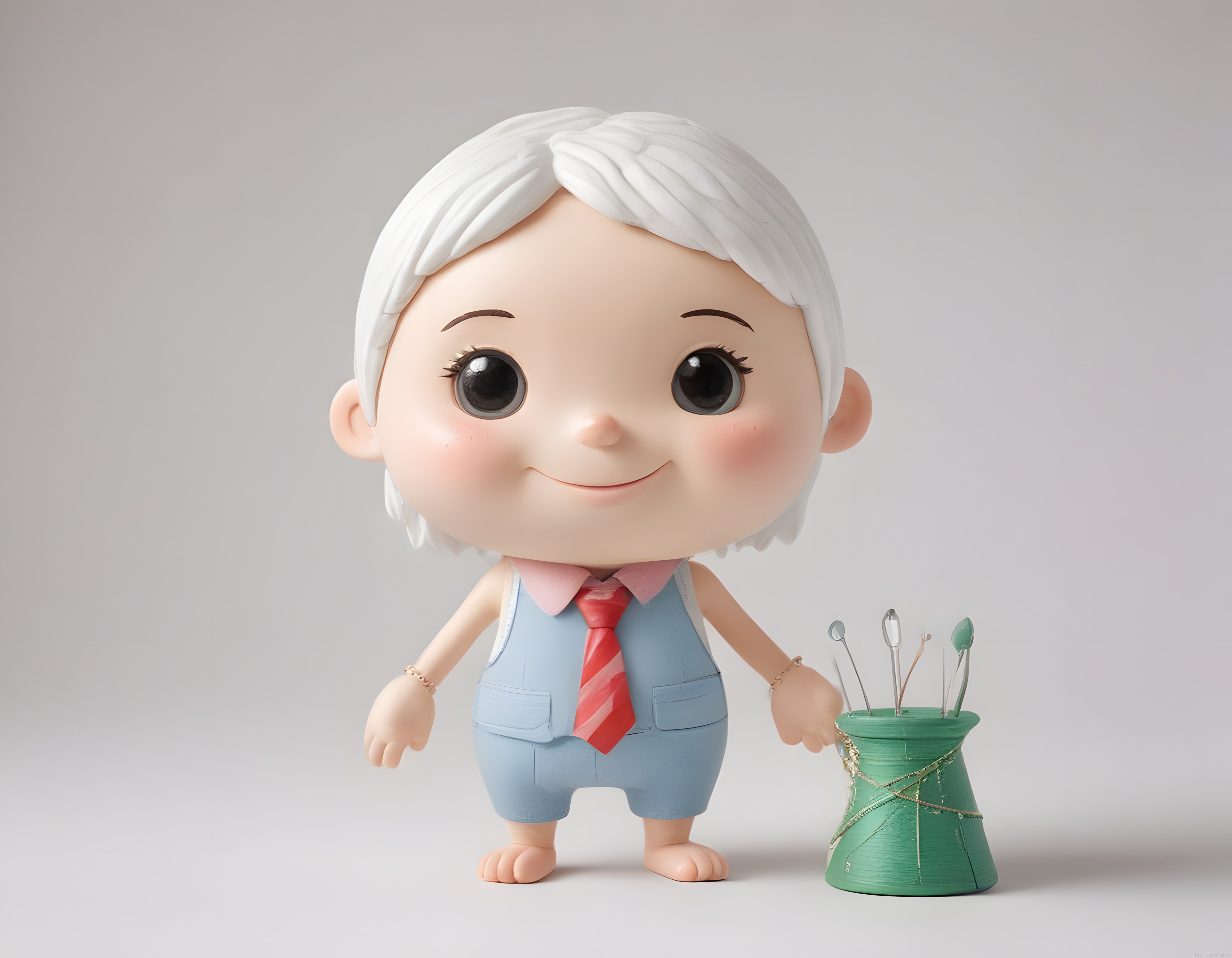 Sevimli 3D Diş Hekimi Karakteri ve Aletleri ile Masalsı Çizgi Film Figürü