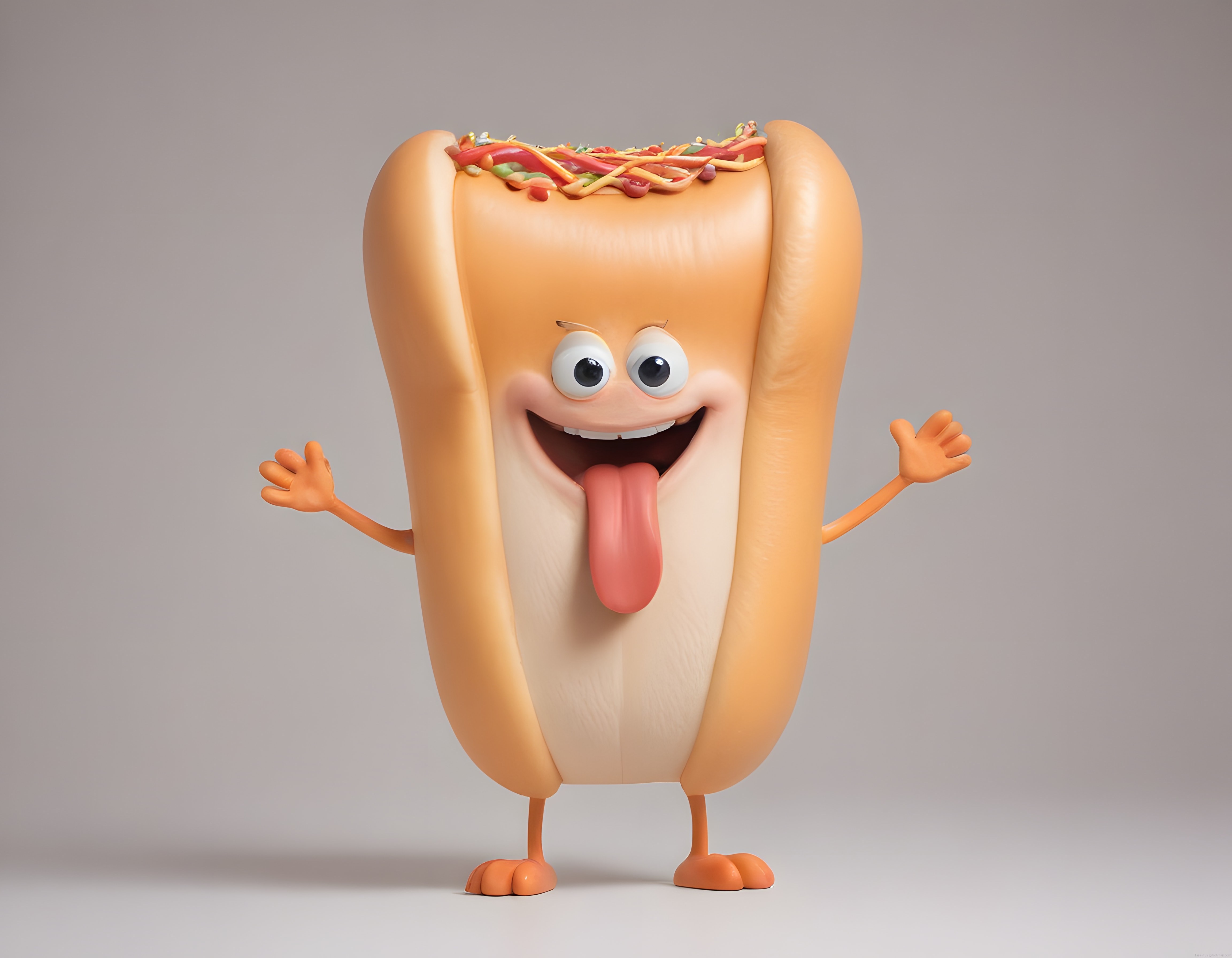 Sevimli 3D Hot Dog Karakteri Dilini Çıkarmış ve Neşeli Gülüyor Animasyon Sevimli 3D Hot Dog Karakteri Dilini Çıkarmış ve Neşeli Gülüyor Animasyon