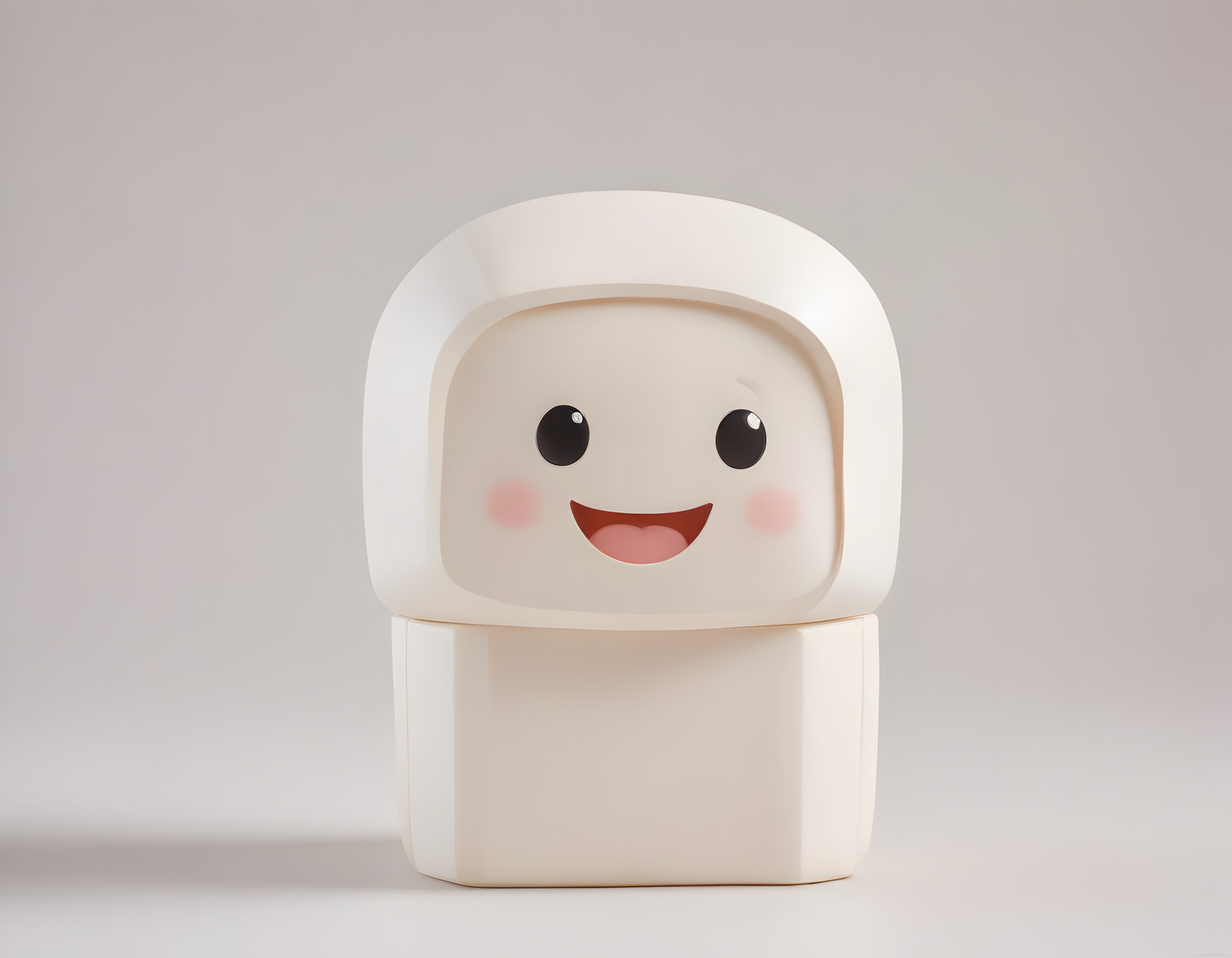 Sevimli 3D Karakter: Gülümseyen Minimalist Dijital Maskot Tasarımı