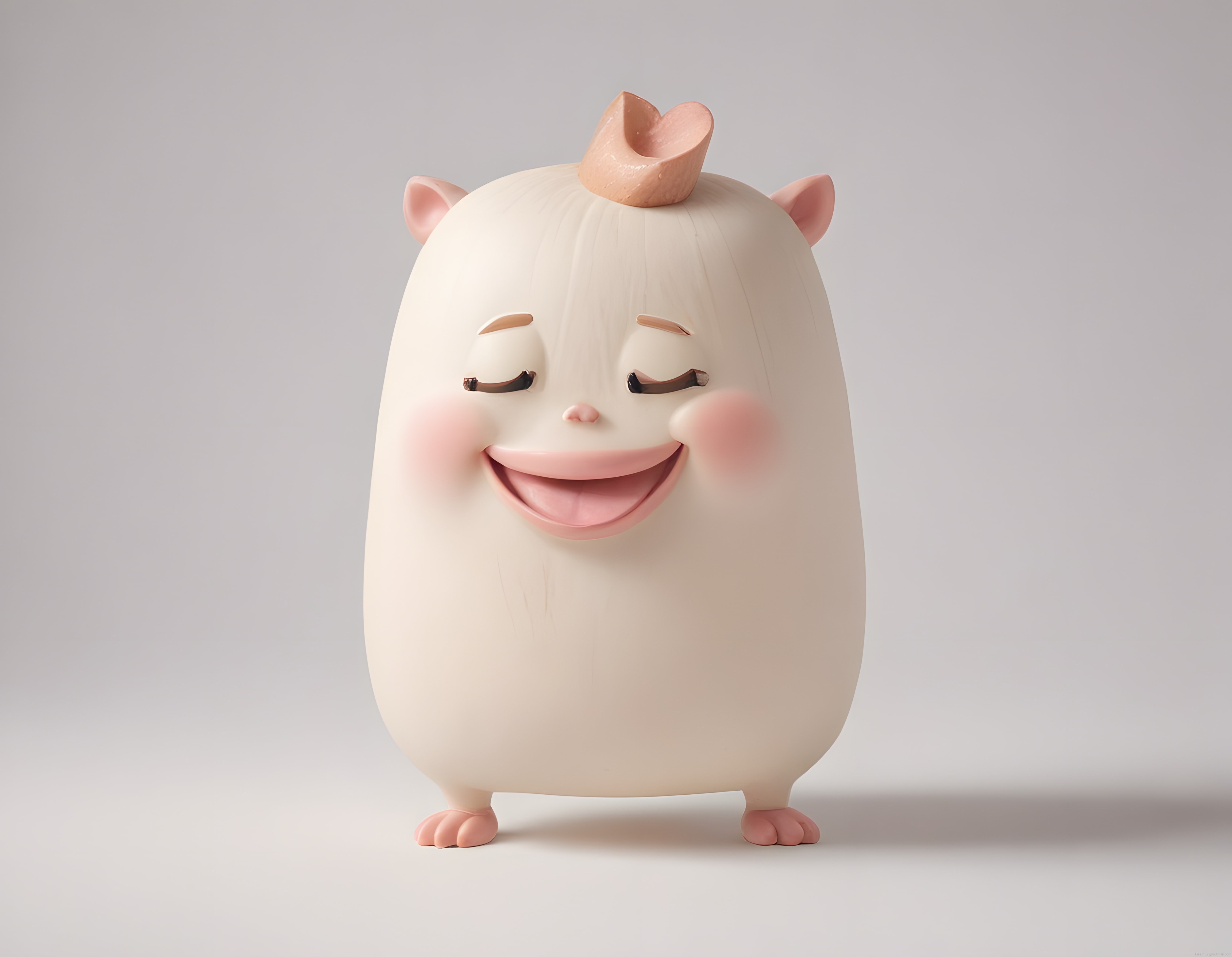 Sevimli 3D Karakter Tasarımı: Mutlu Yaratık ve Pastel Pembe Detaylar