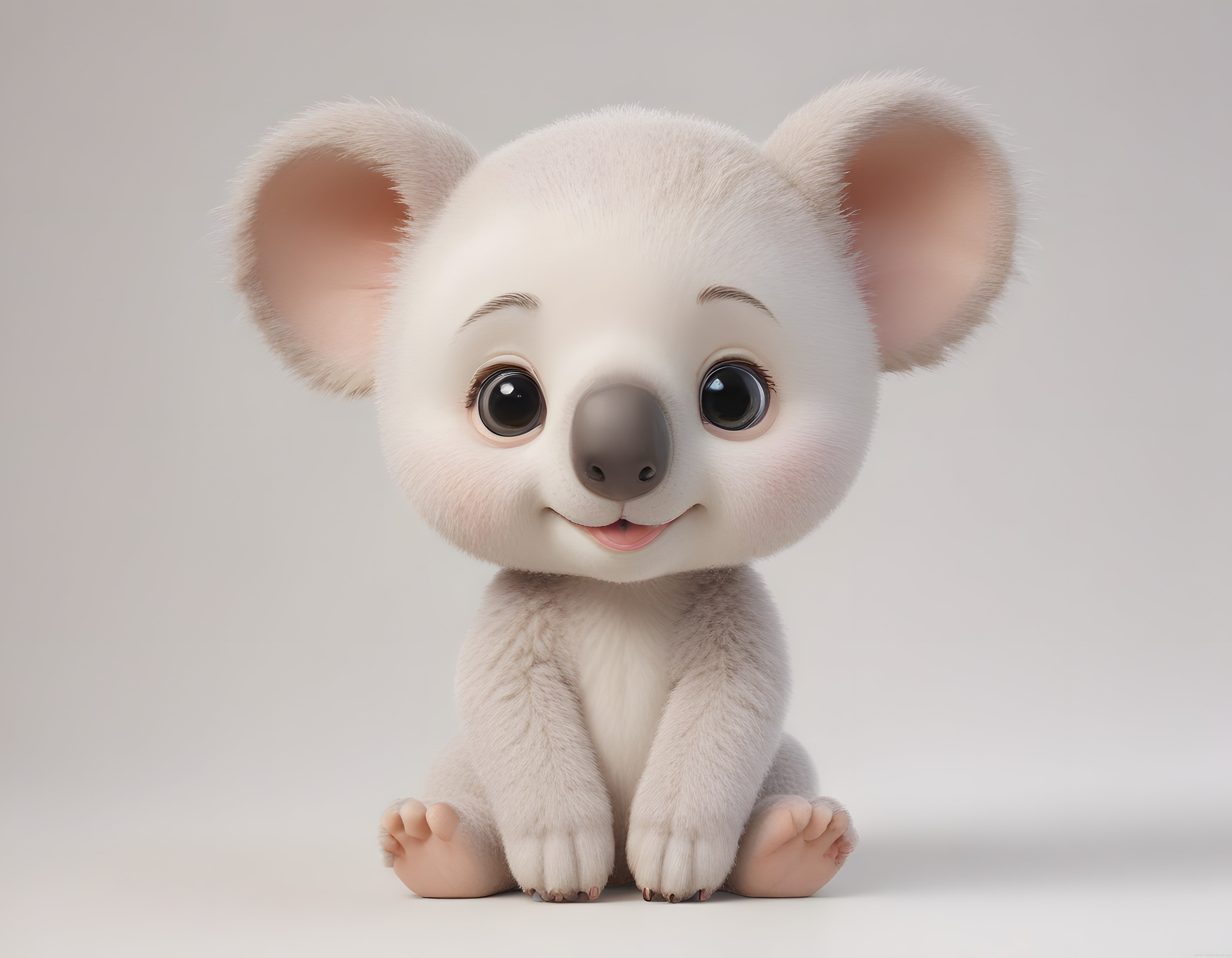 Sevimli 3D Koala Yavrusu: Büyük Gözlü Pelüş Animasyon Karakter Portresi