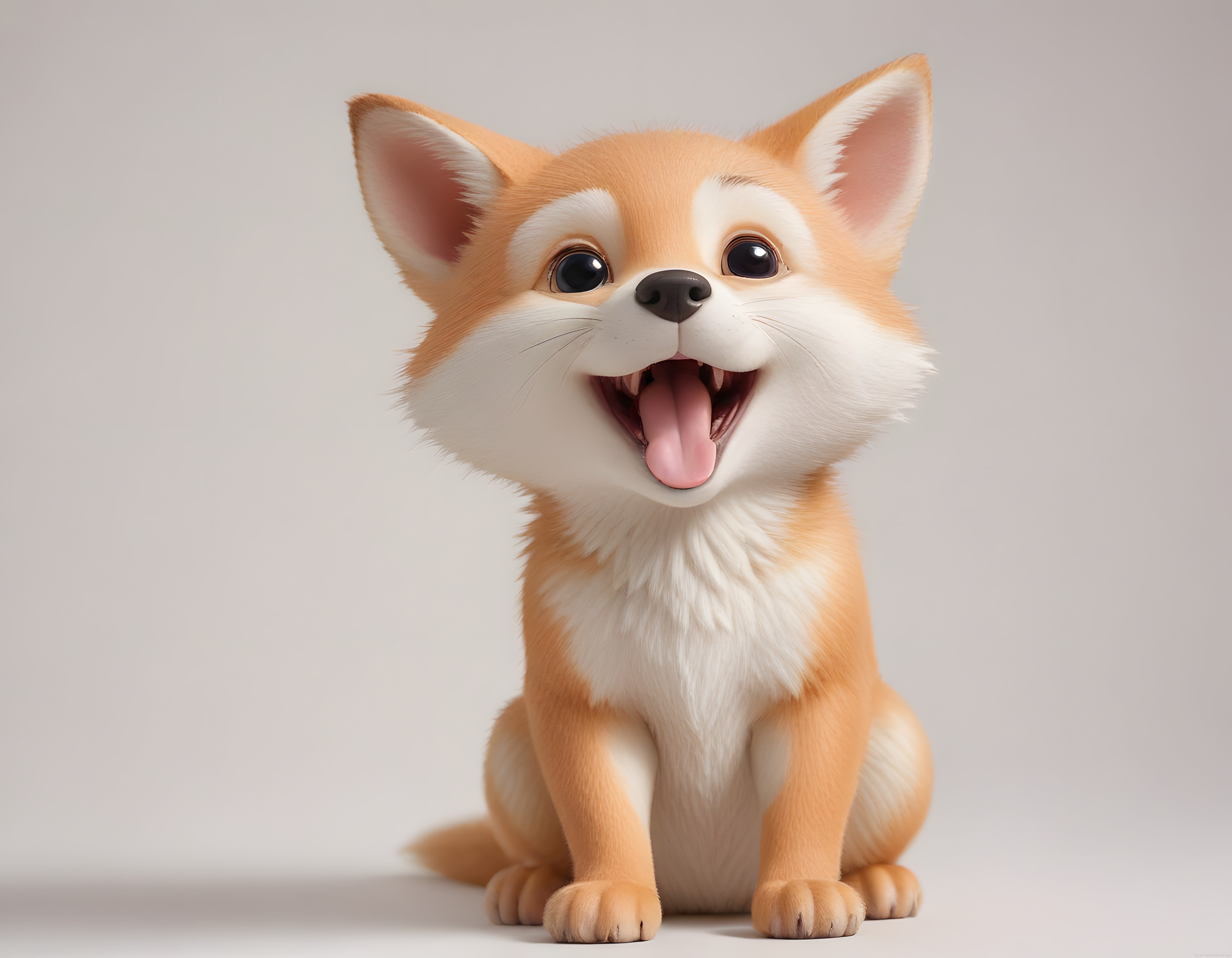Sevimli 3D Köpek Yavrusu Karakteri Mutlu Poz Verirken Dili Dışarıda