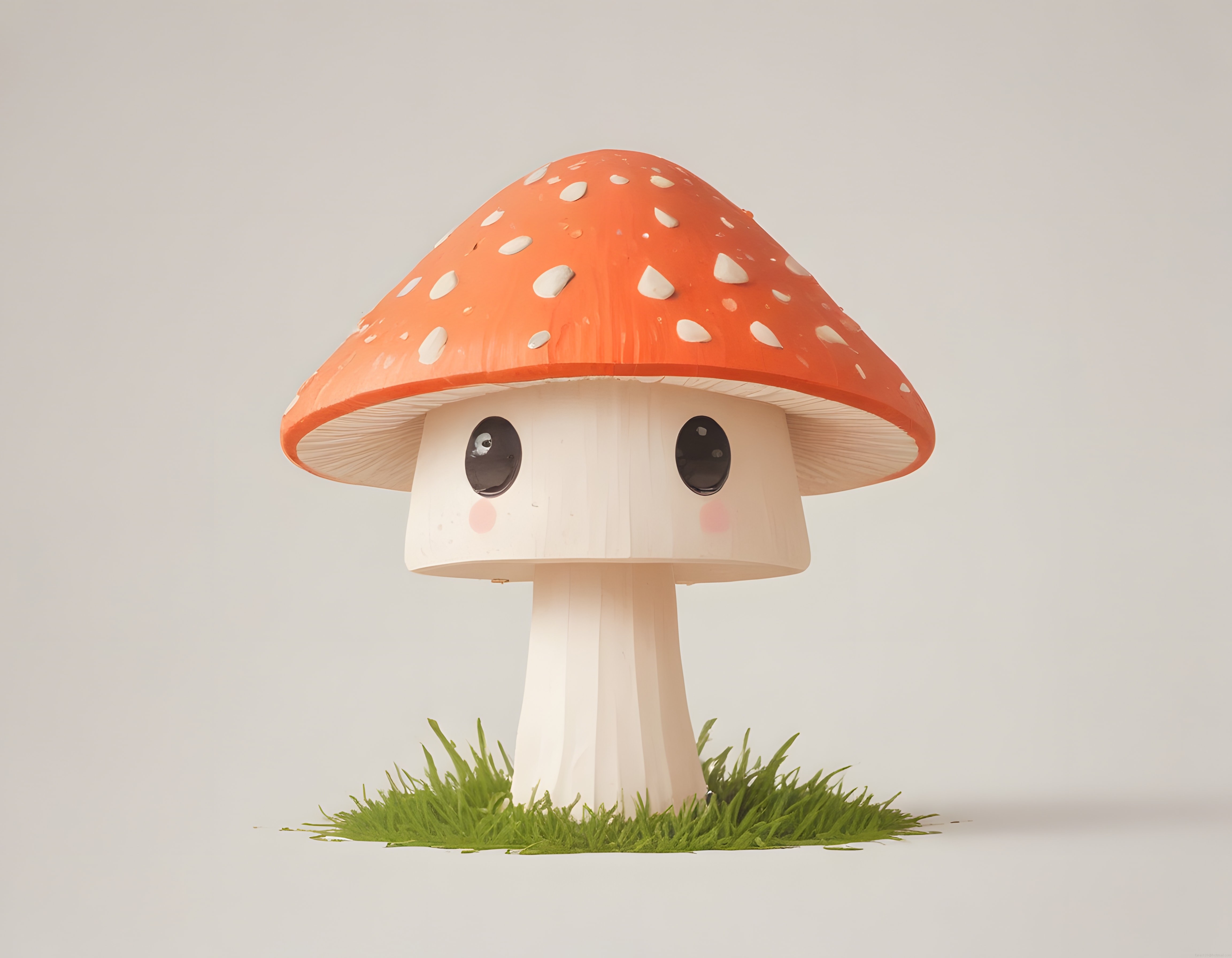Sevimli 3D Mantar Karakteri: Kırmızı Şapkalı Masum Amanita Modeli