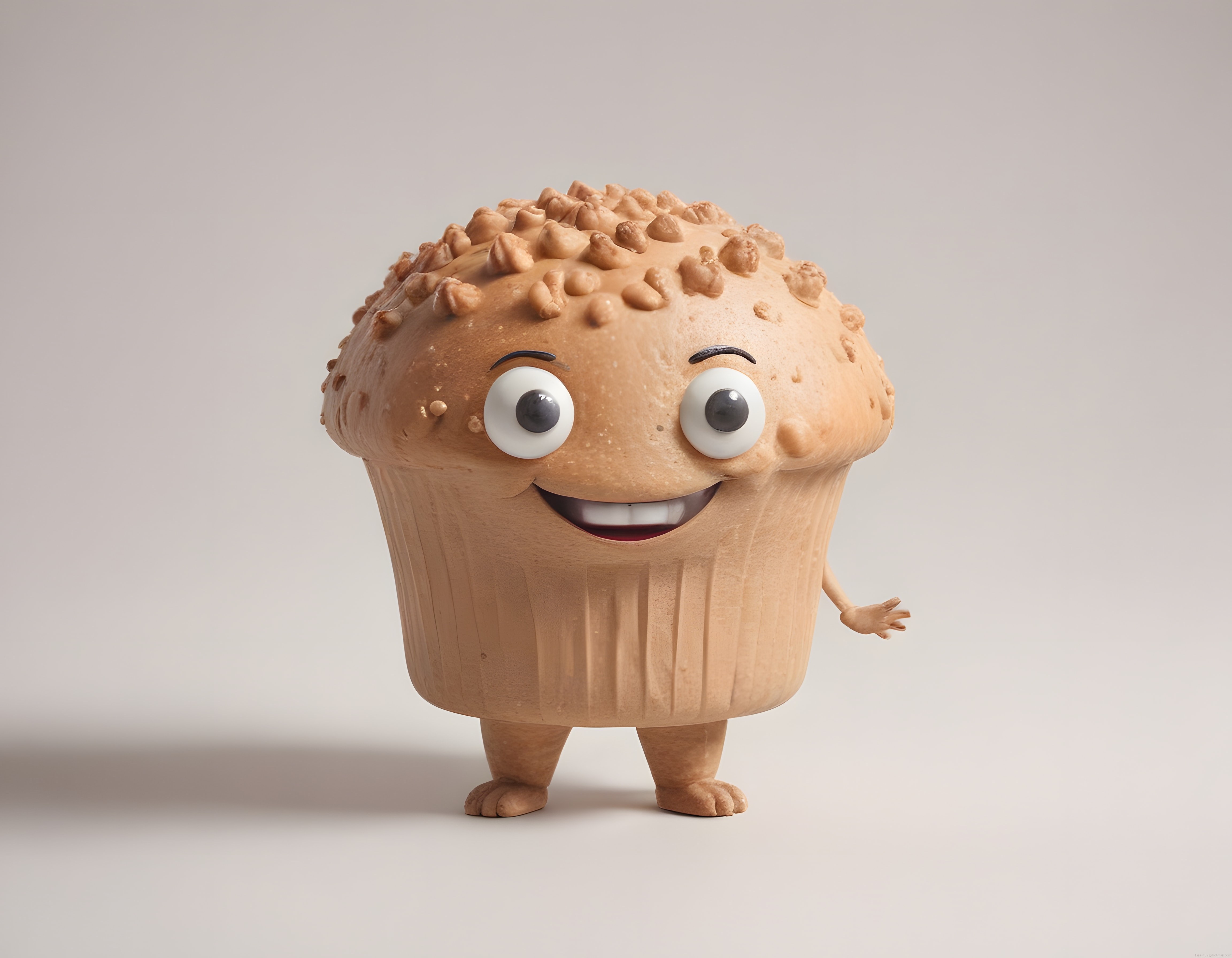Sevimli 3D Muffin Karakteri: Gülümseyen Tatlı Animasyon Maskotu