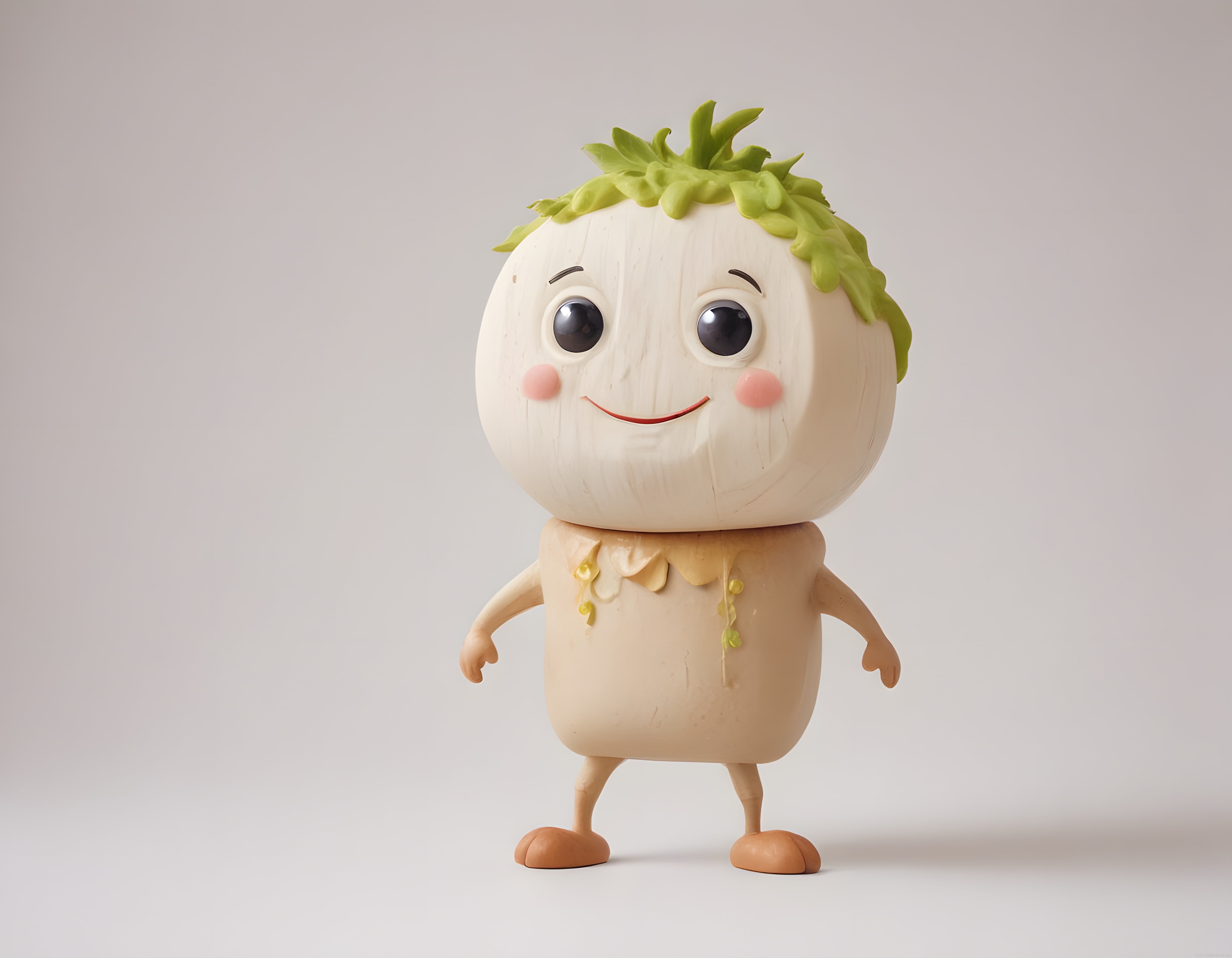 Sevimli 3D Organik Karakter: Soğan Başlı Animasyon Maskot ve Figür