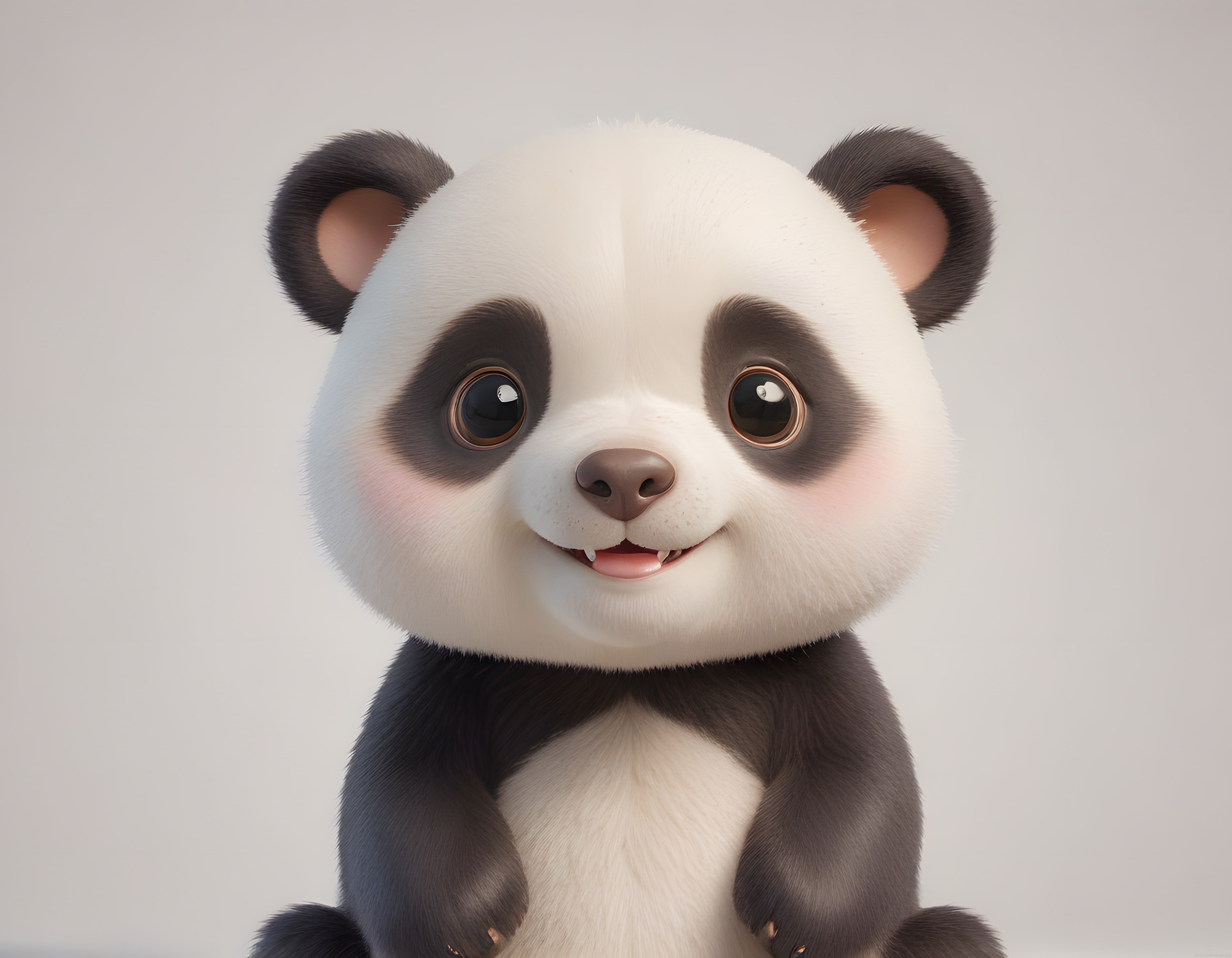 Sevimli 3D Panda Karakteri: Büyük Gözlü Peluş Animasyon Ayısı