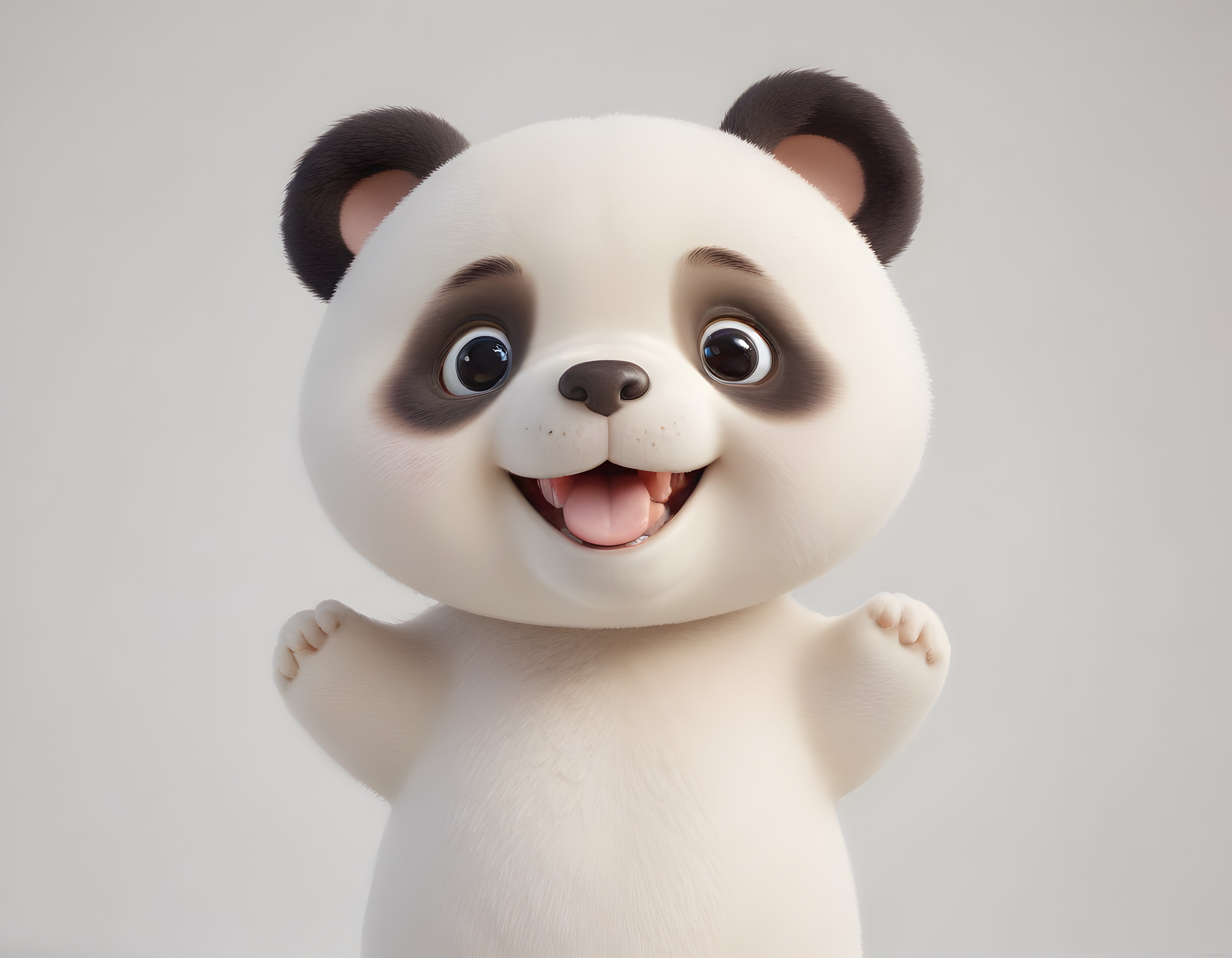 Sevimli 3D Panda Yavrusu Animasyon Karakteri Gülümseyen Büyük Gözlü Maskot