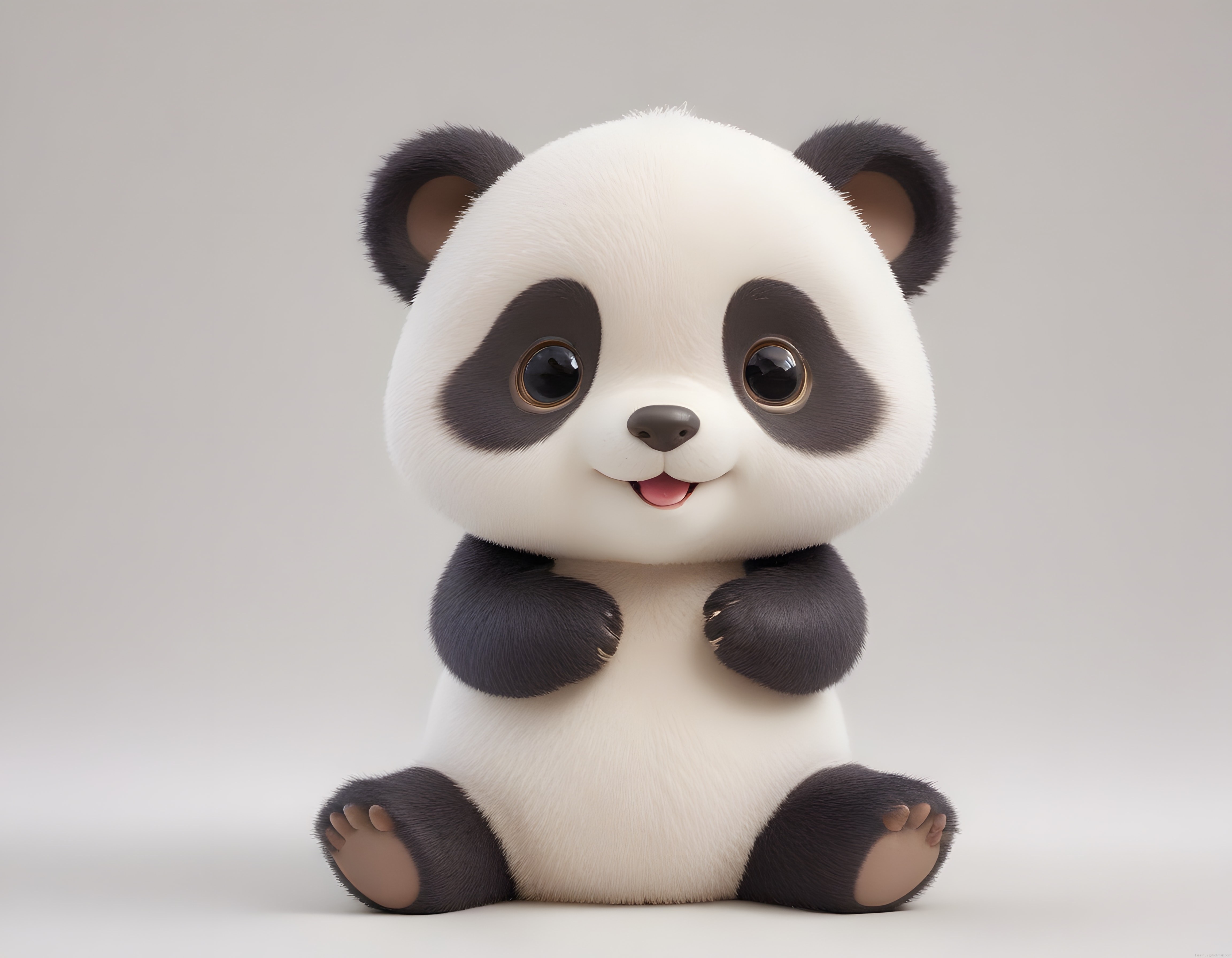Sevimli 3D Panda Yavrusu: Büyük Gözlü Pelüş Animasyon Karakteri Tasarımı