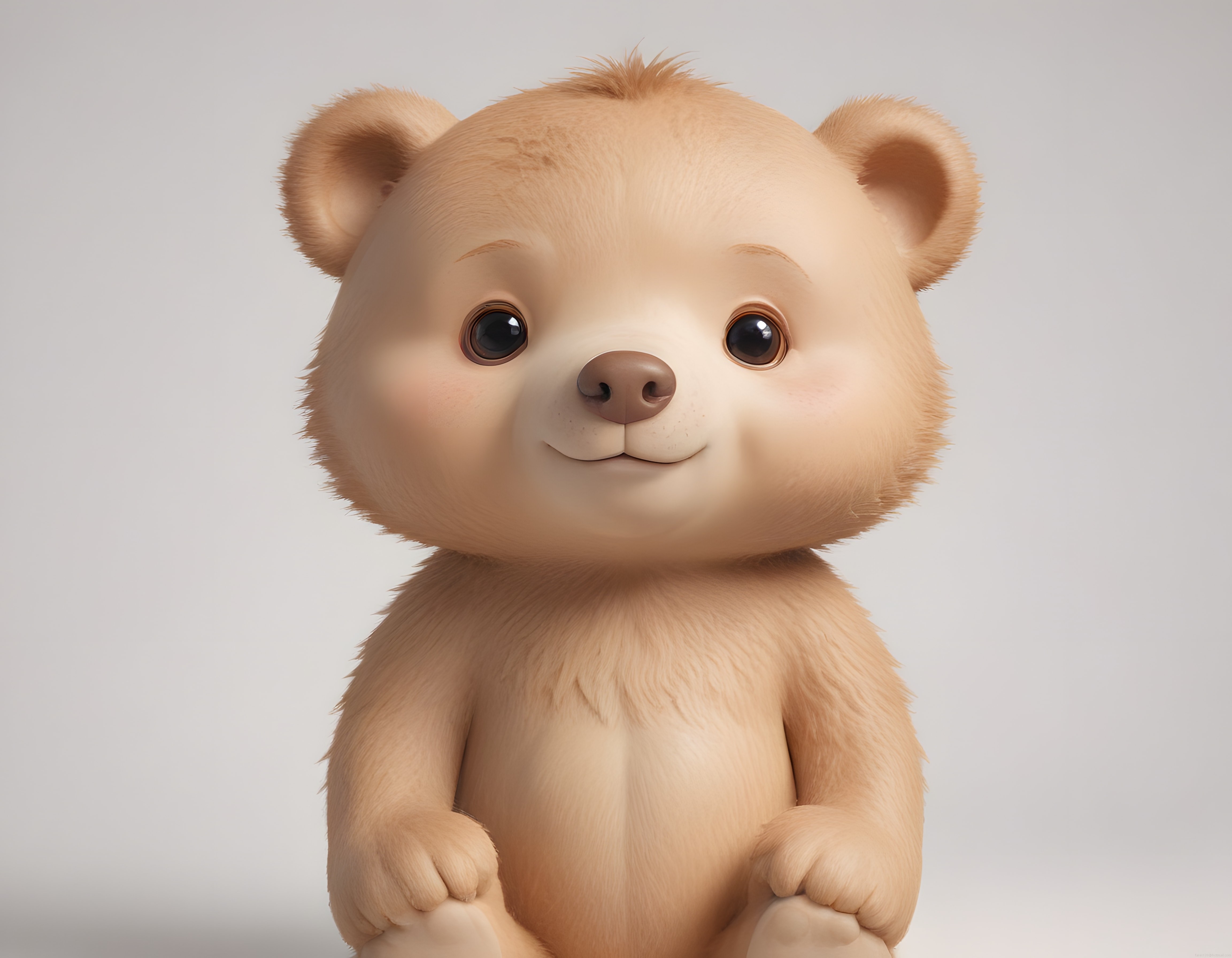 sevimli 3d peluş ayı yavrusu büyük siyah gözler ve yumuşak tüyler
