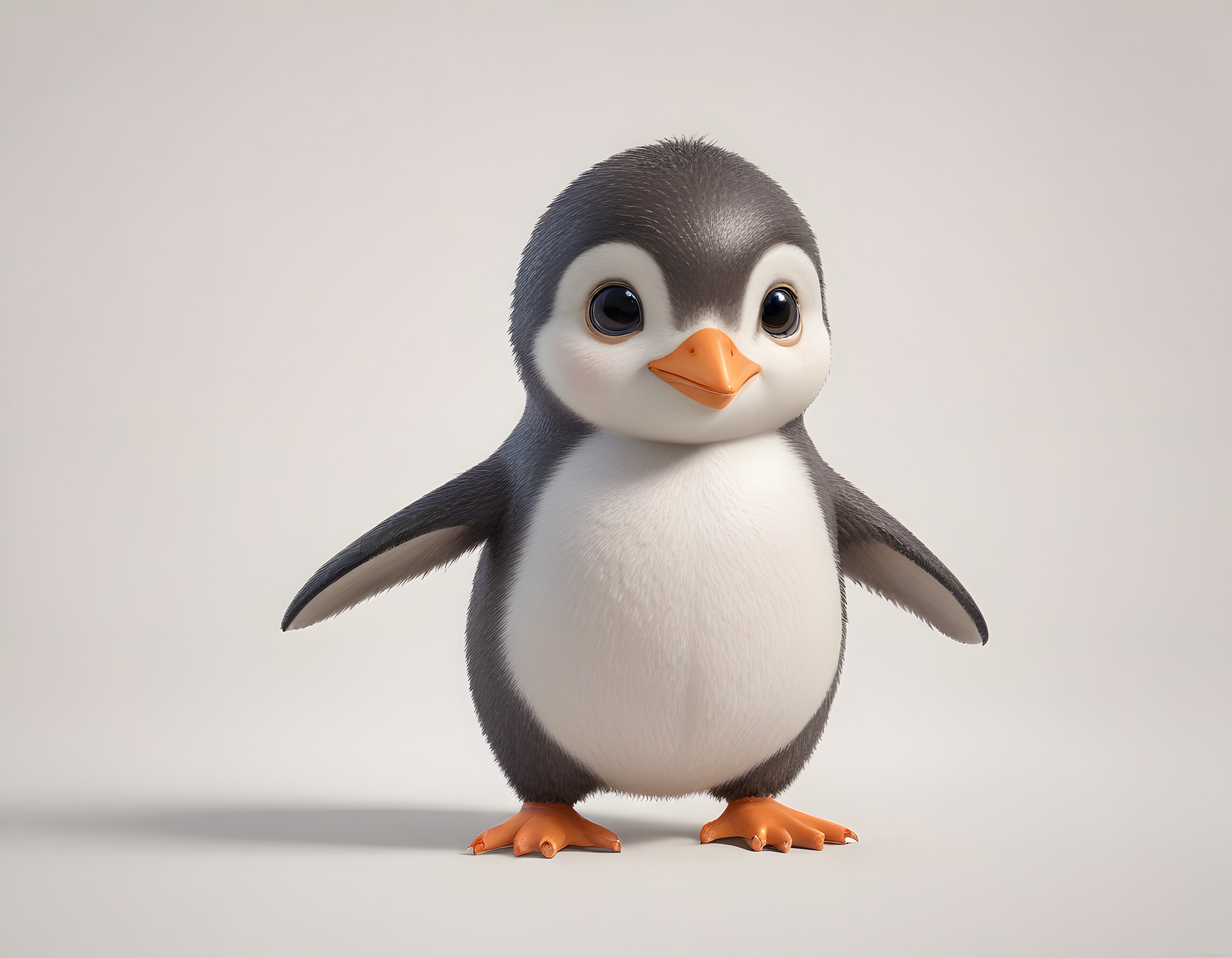 Sevimli 3D Penguen Yavrusu Animasyon Karakteri ve Bebeksi Gülen Yüzü