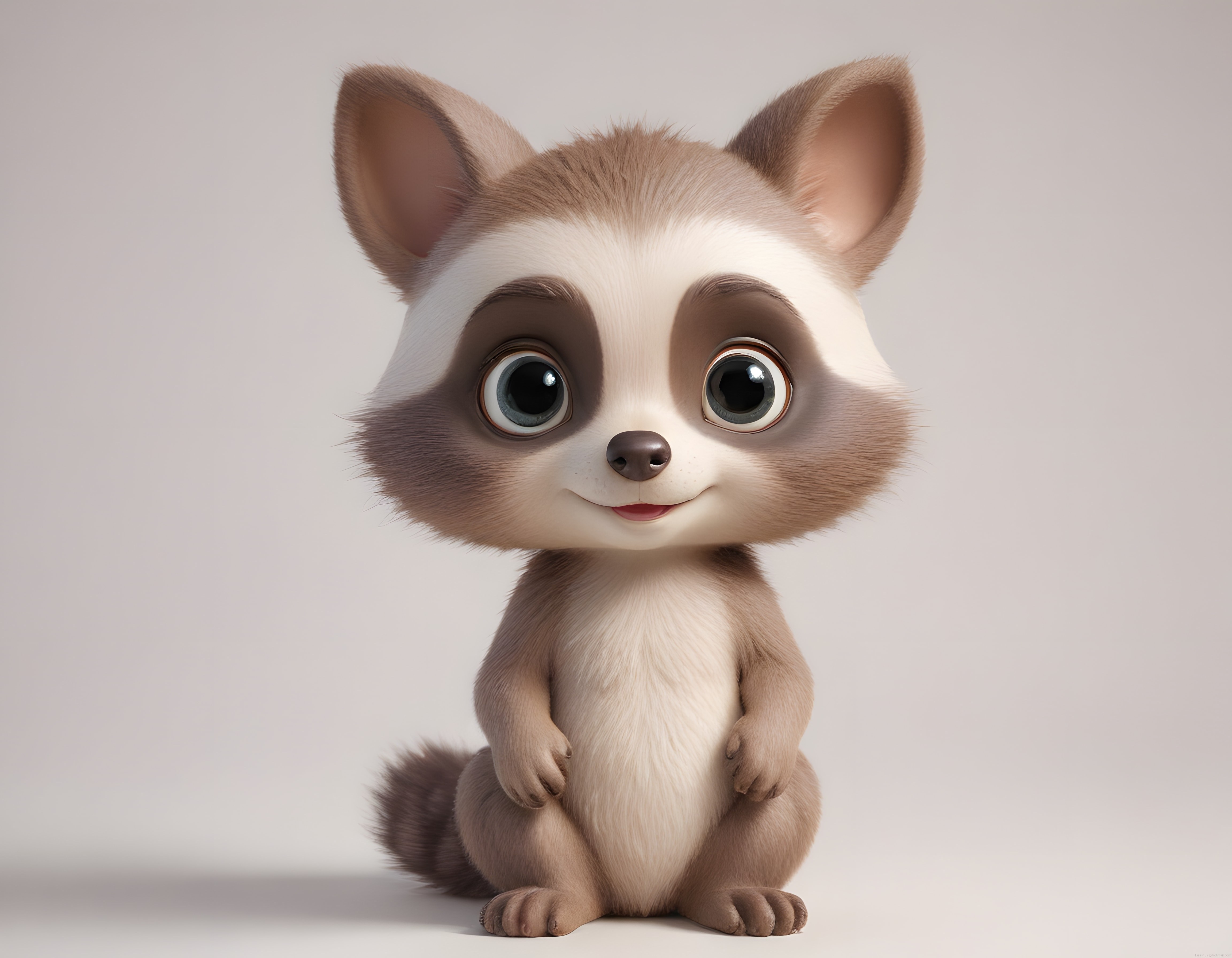 Sevimli 3D Rakun Animasyon Karakteri: Peluş Maskot ve Fantastik Dijital Tasarımı
