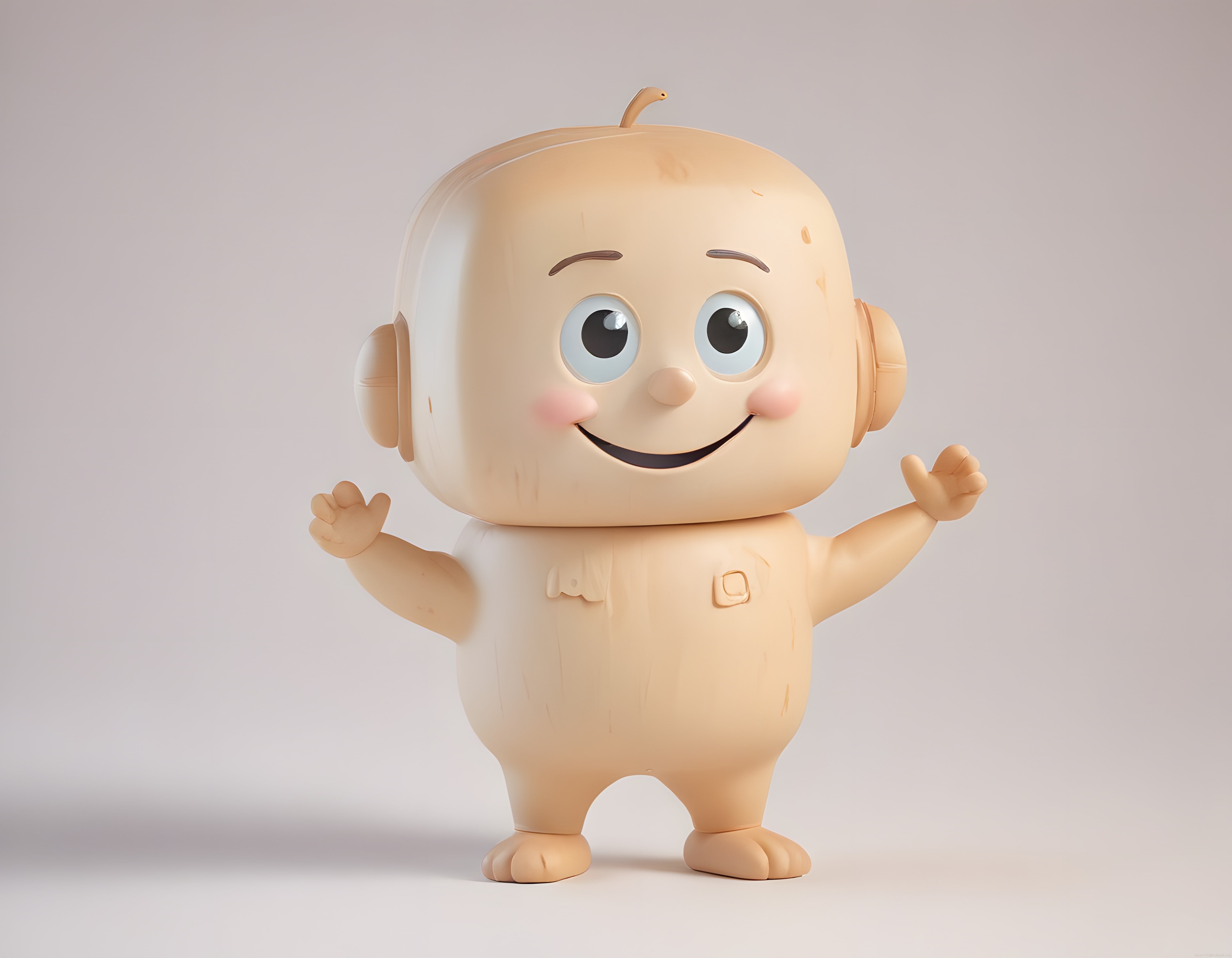 Sevimli 3D Render Organik Bebek Karakteri ve Yumuşak Doku Detayları